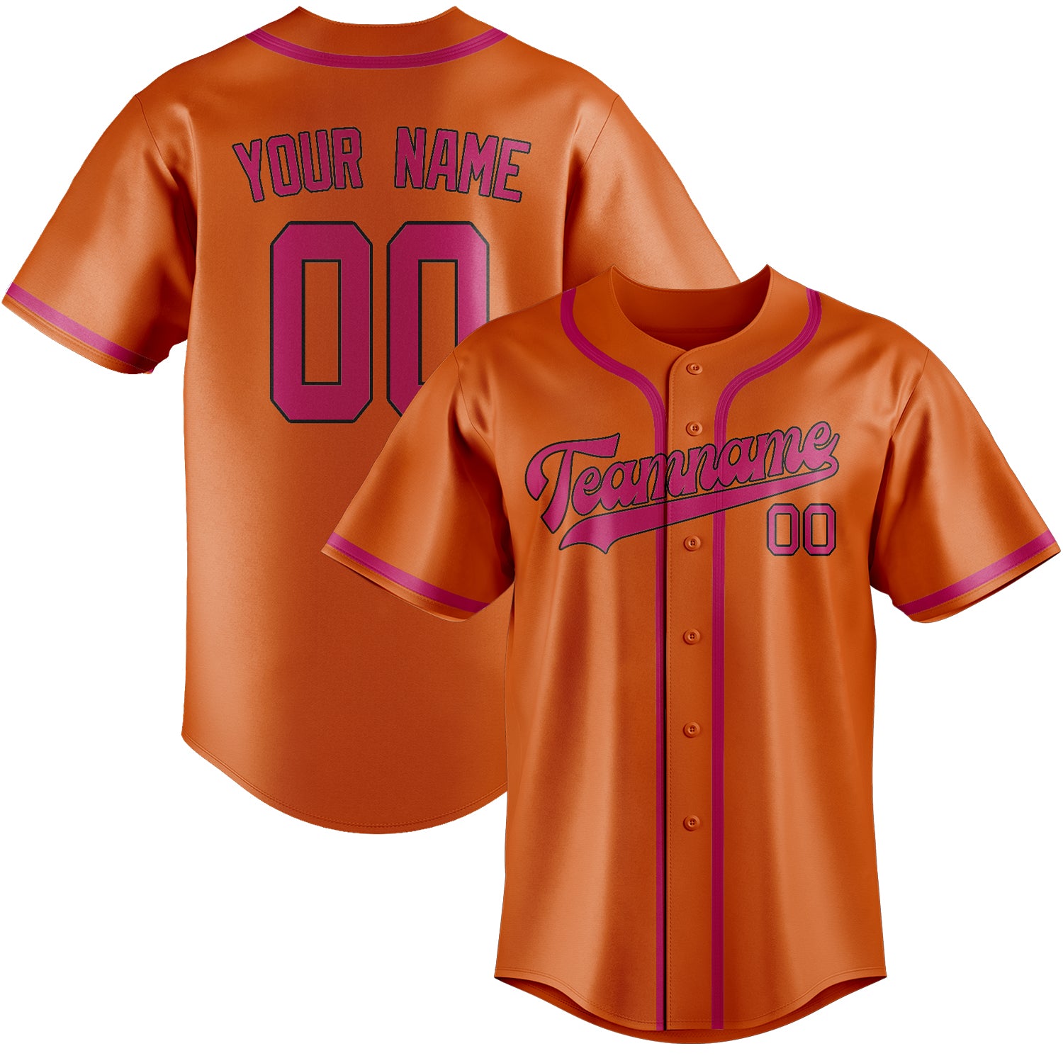 Benutzerdefiniertes Professionelles Orange Rosarot Baseballtrikot
