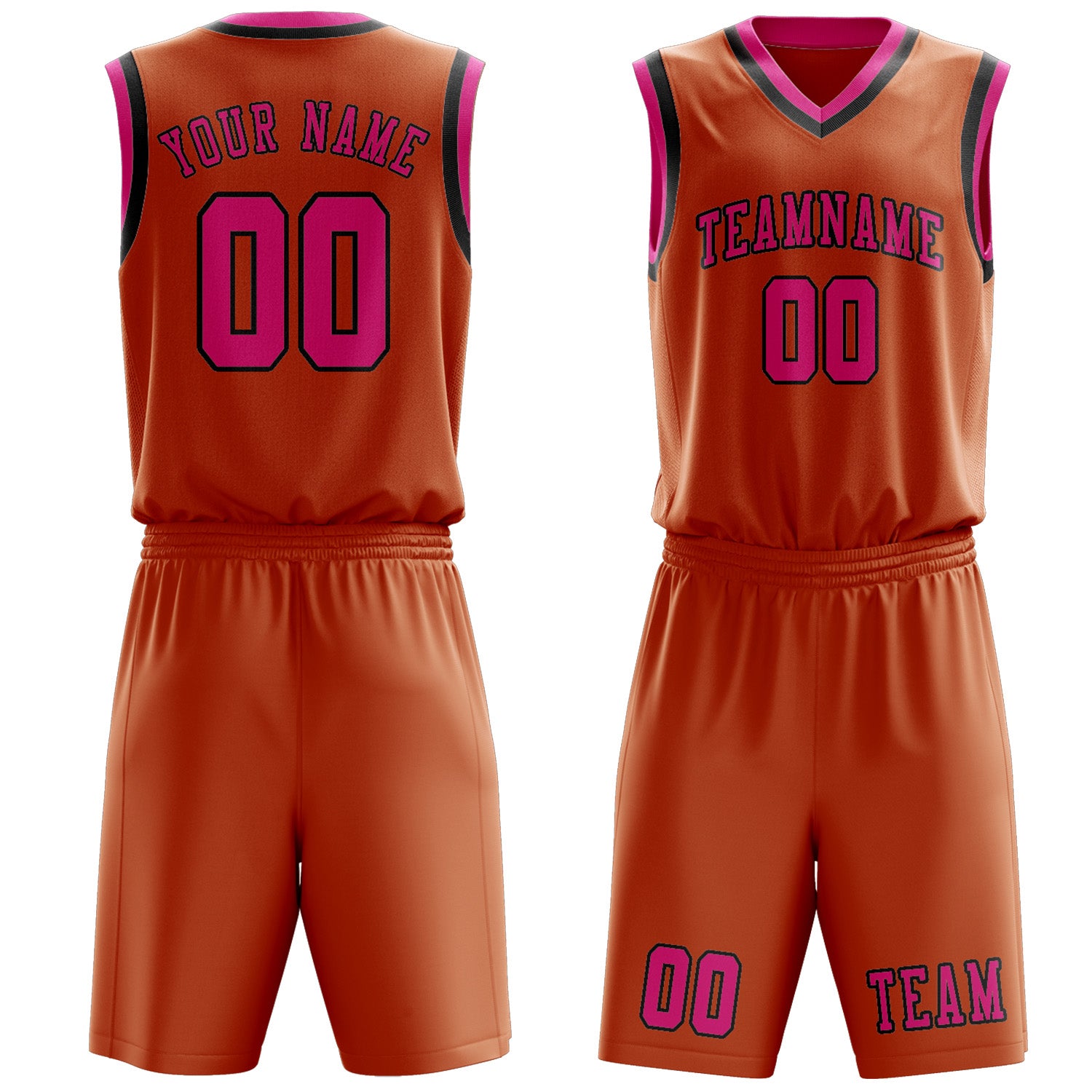 Benutzerdefiniertes Professionelles Orange Rosarot Basketballtrikot-Set