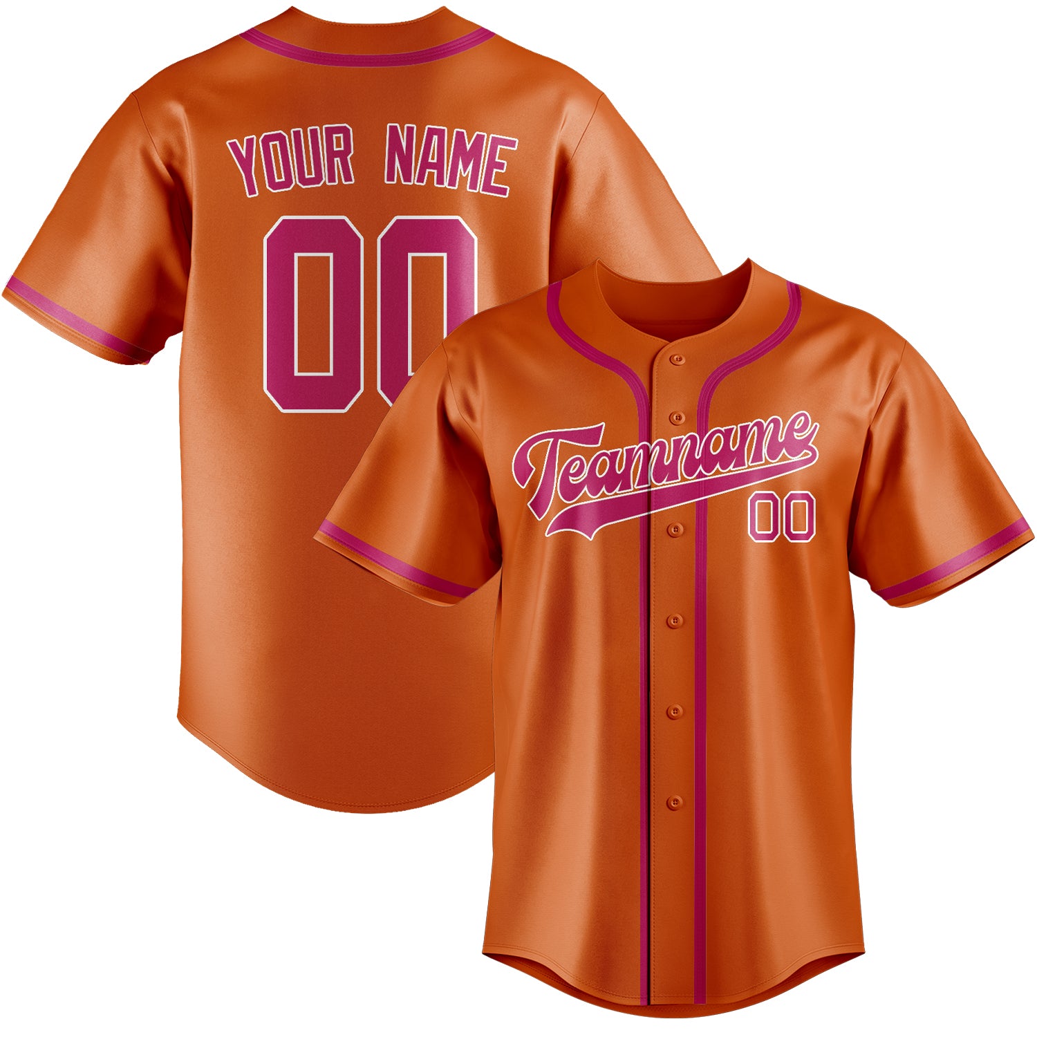 Benutzerdefiniertes Professionelles Orange Rosarot Baseballtrikot