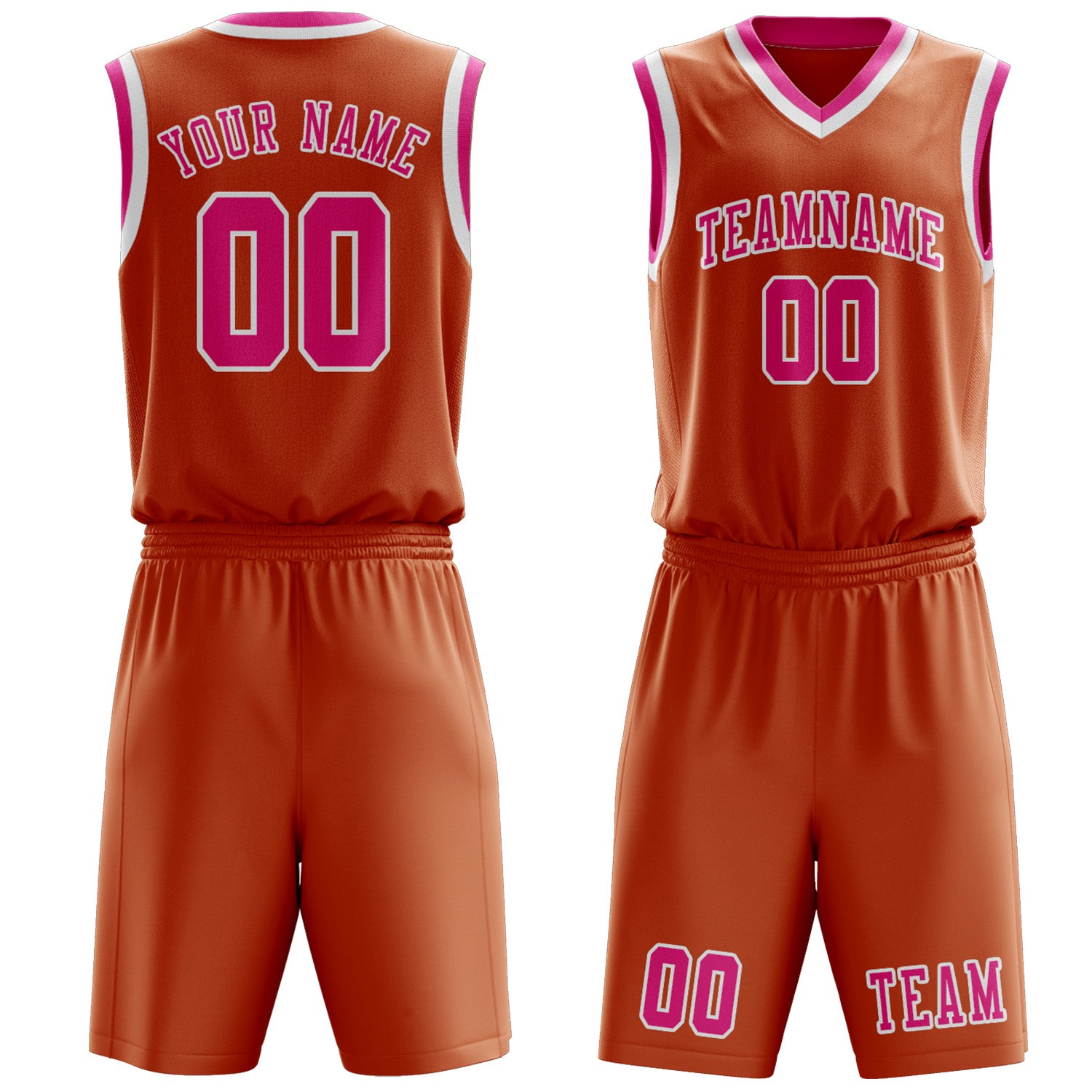 Benutzerdefiniertes Professionelles Orange Rosarot Basketballtrikot-Set