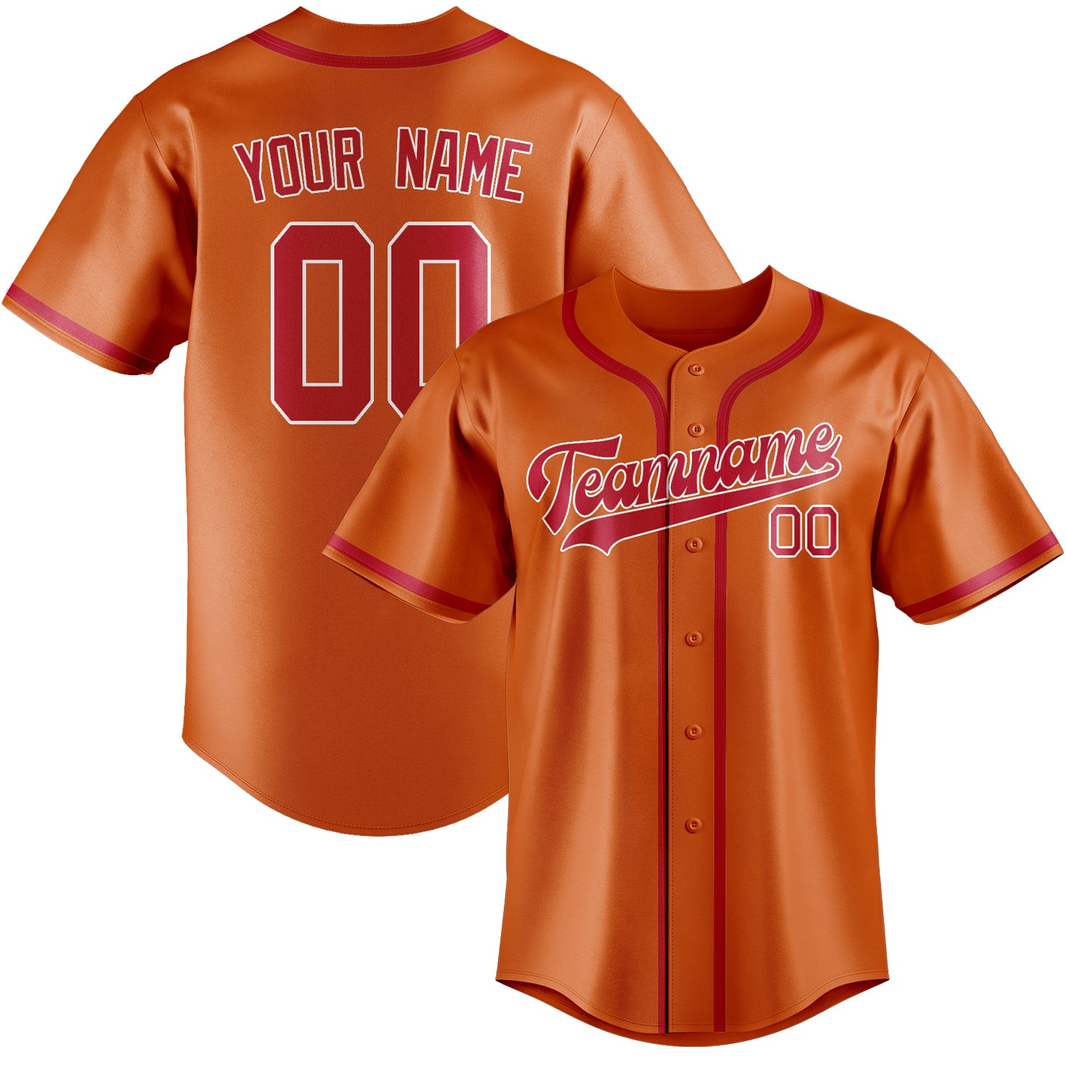 Benutzerdefiniertes Professionelles Orange Rot Baseballtrikot