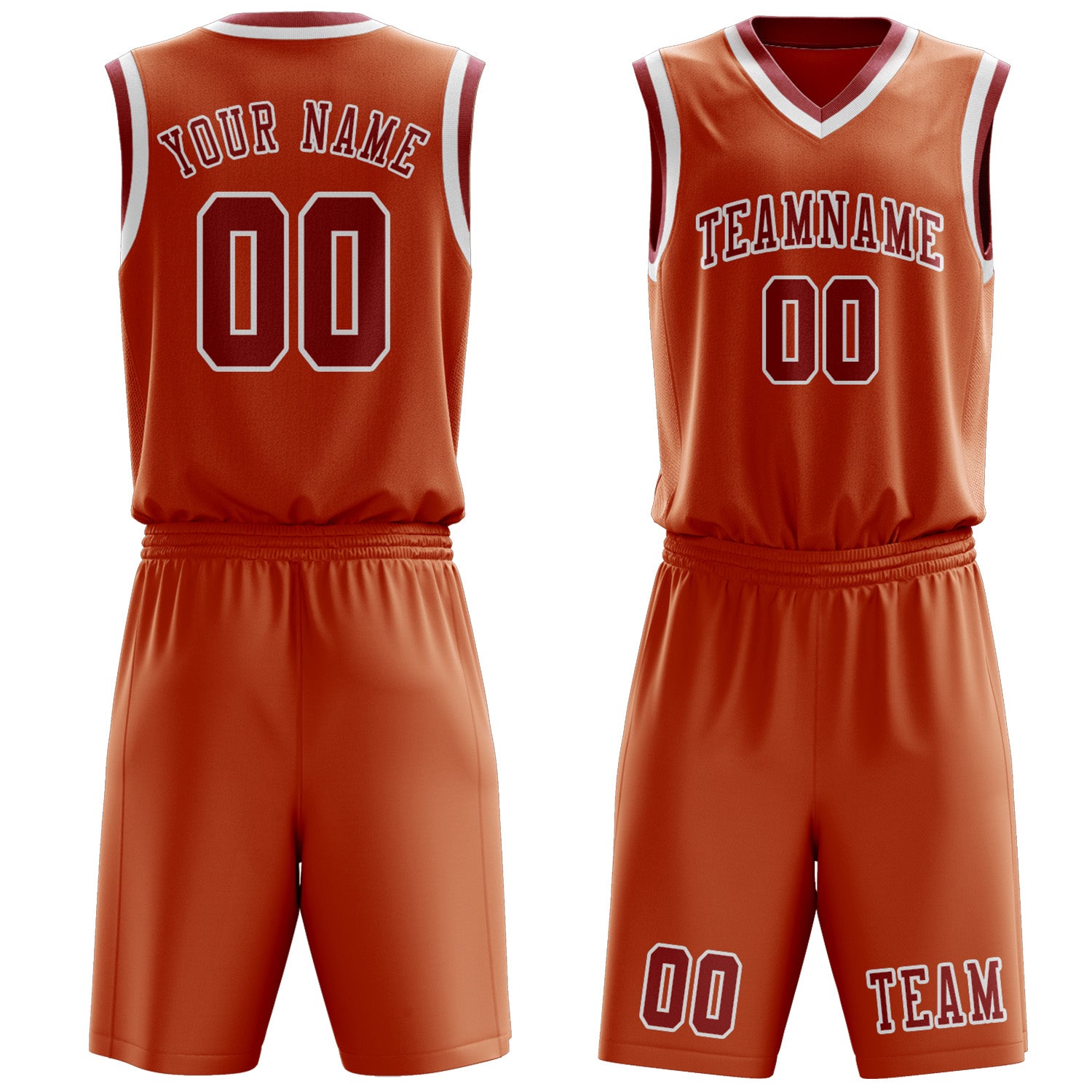 Benutzerdefiniertes Professionelles Orange Rot Basketballtrikot-Set