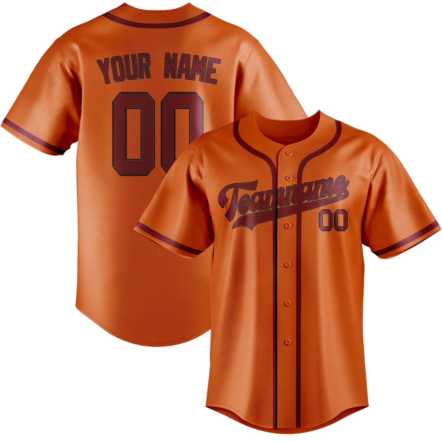 Benutzerdefiniertes Professionelles Orange Karmesinrot Baseballtrikot
