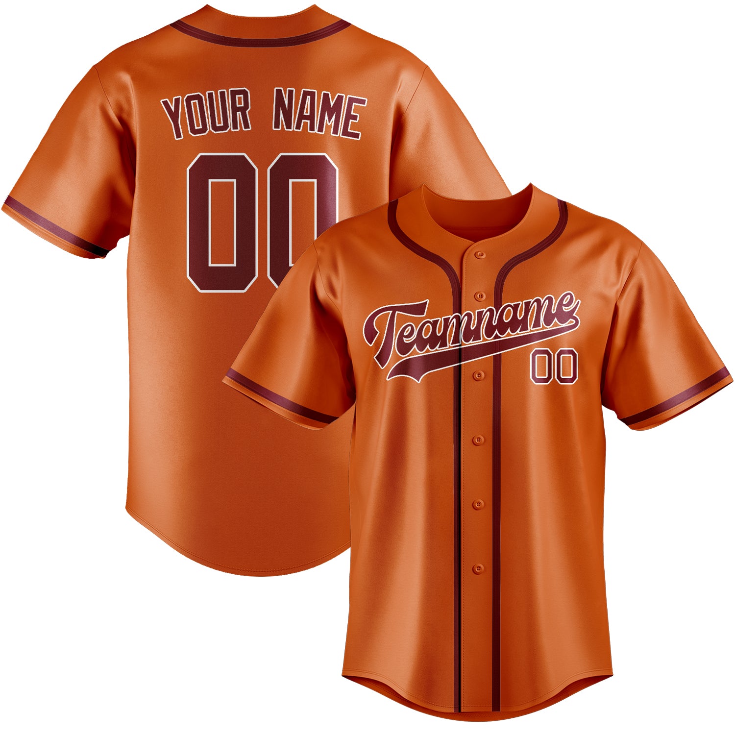 Benutzerdefiniertes Professionelles Orange Karmesinrot Baseballtrikot