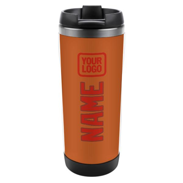 Maßgeschneidertes Orange Orangerot Edelstahlbecher