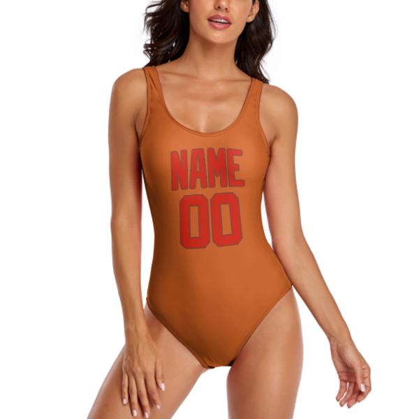Maßgeschneidertes Orange Orangerot Badeanzug