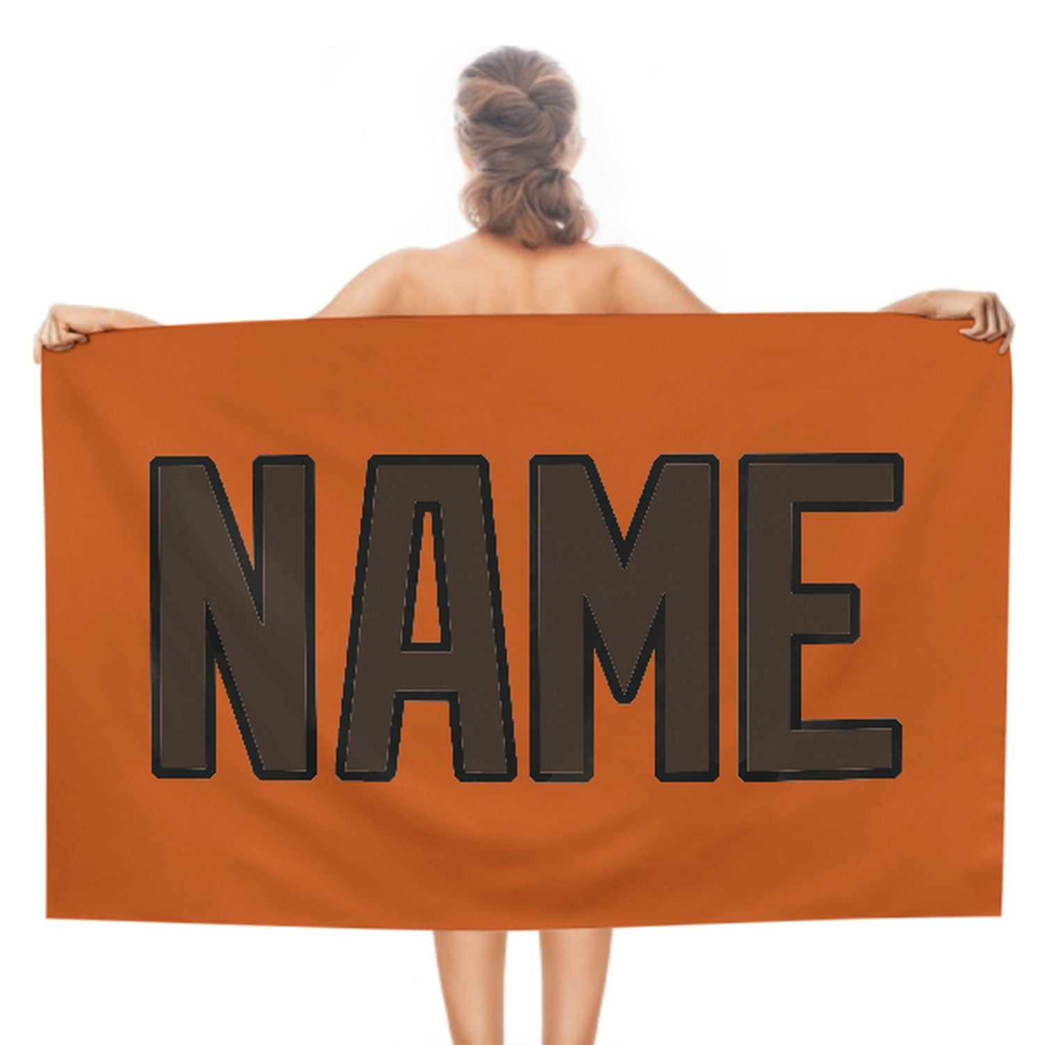 Maßgeschneidertes Orange Braun Strandtuch