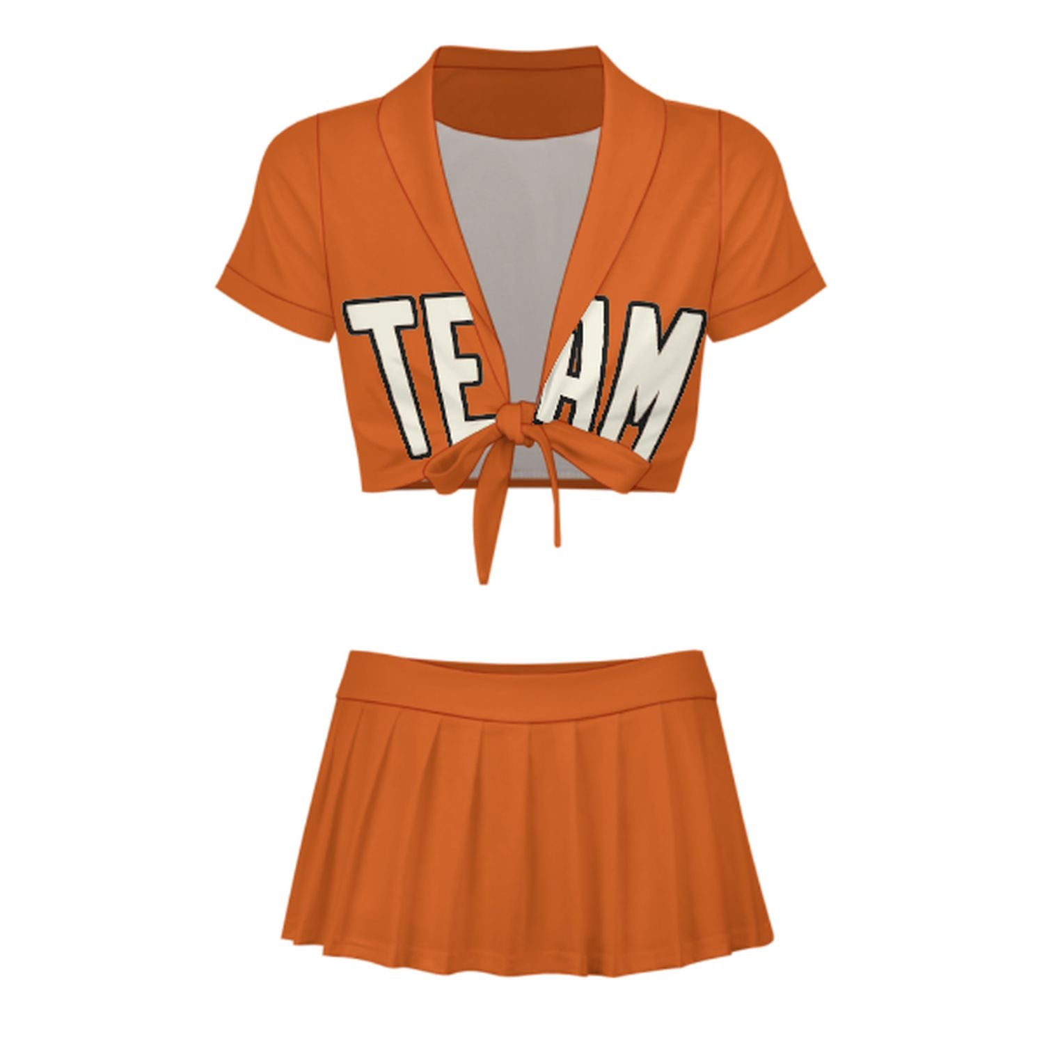 Maßgeschneidertes Orange Beige Cheerleader Outfit Set