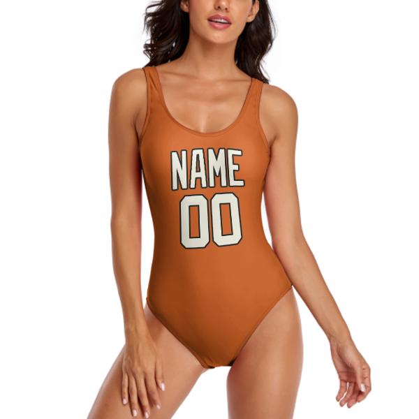 Maßgeschneidertes Orange Beige Badeanzug