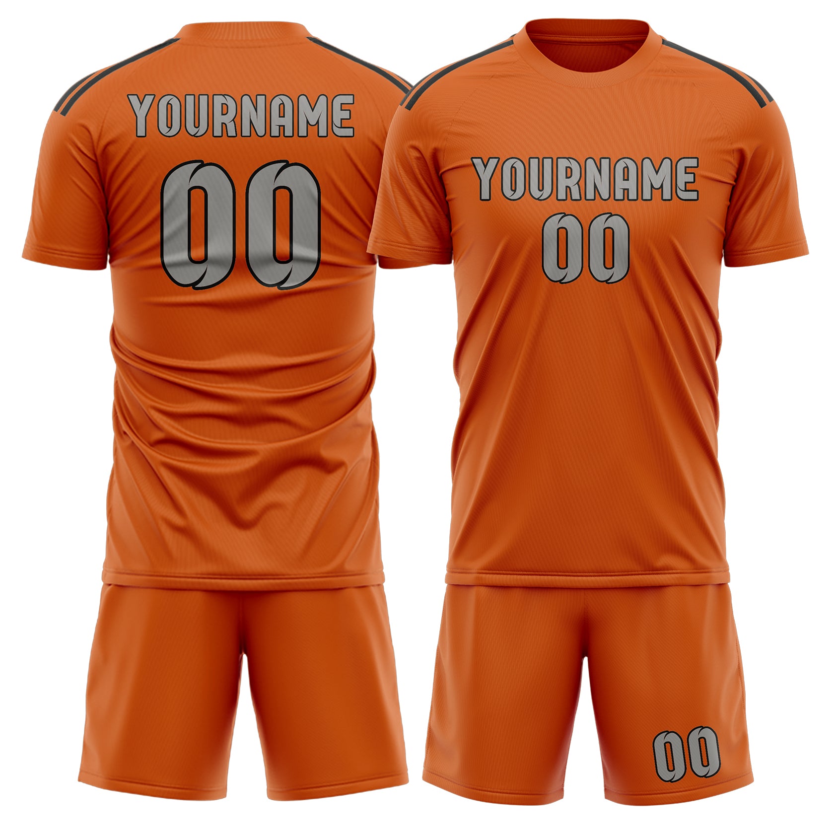 Maßgeschneidertes Professionelles Orange Grau Fußballtrikot-Set