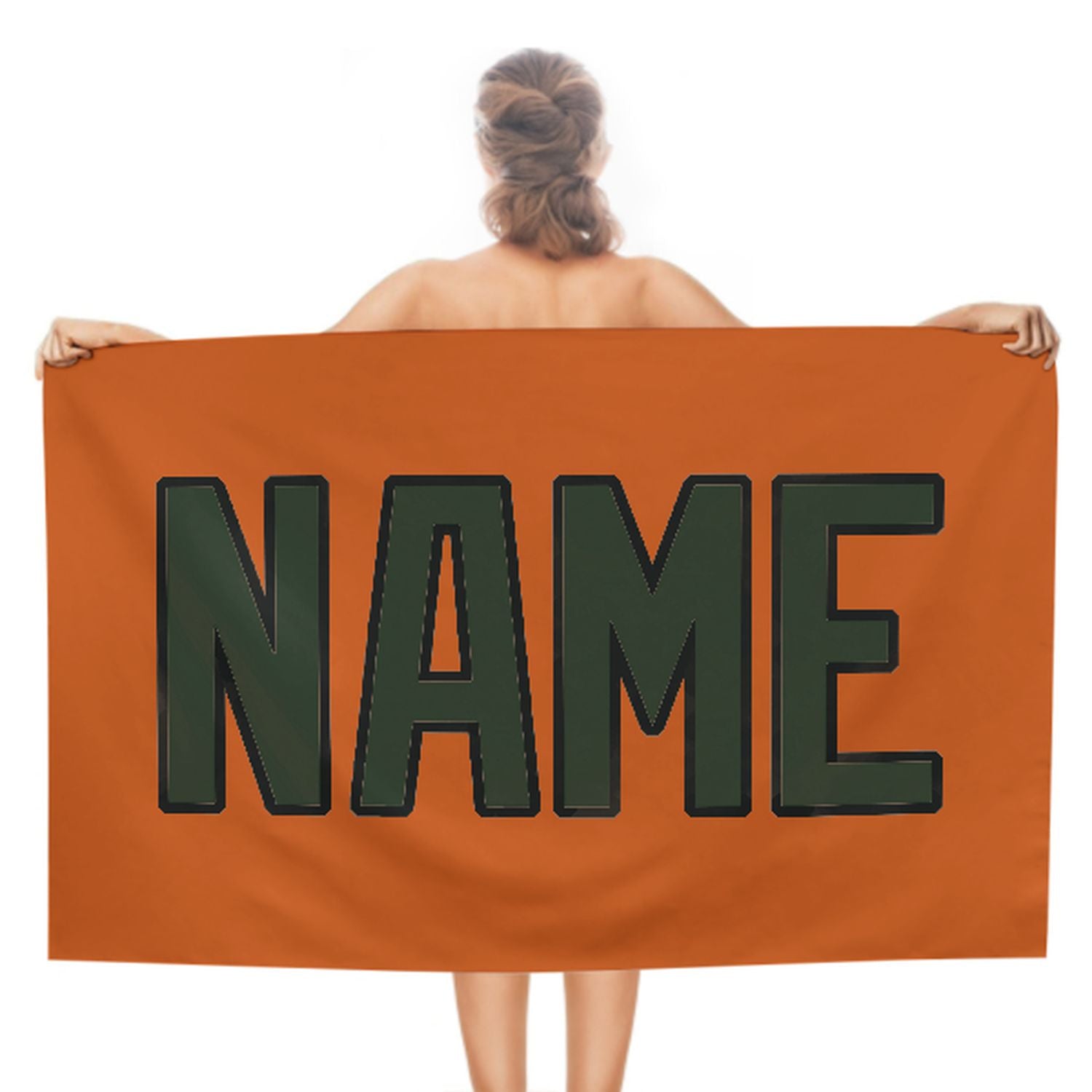 Maßgeschneidertes Orange Tannengrün Strandtuch