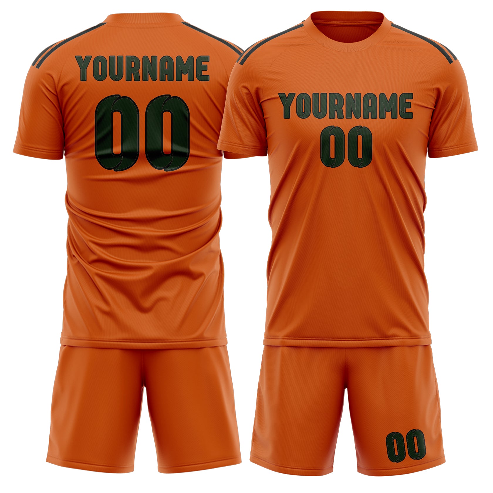 Maßgeschneidertes Professionelles Orange Tannengrün Fußballtrikot-Set