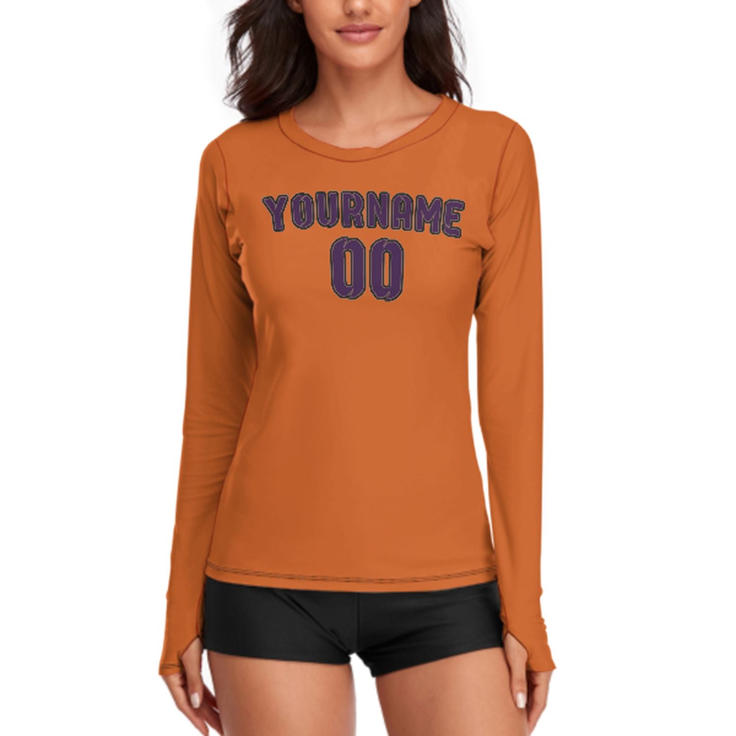 Maßgeschneidertes Orange Lila Damen Langarmshirt