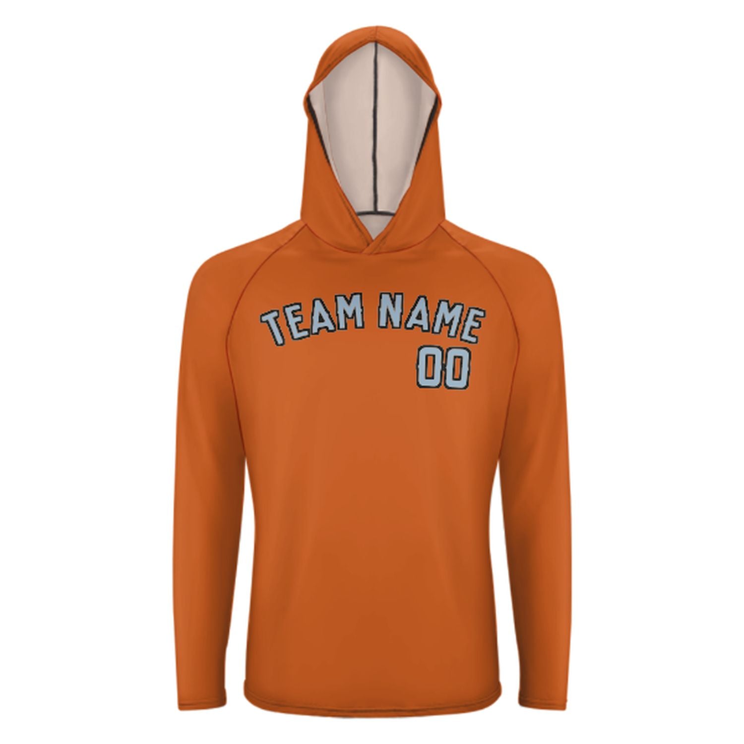 Na míru na míru oranžově světle modrá UV-hoodie