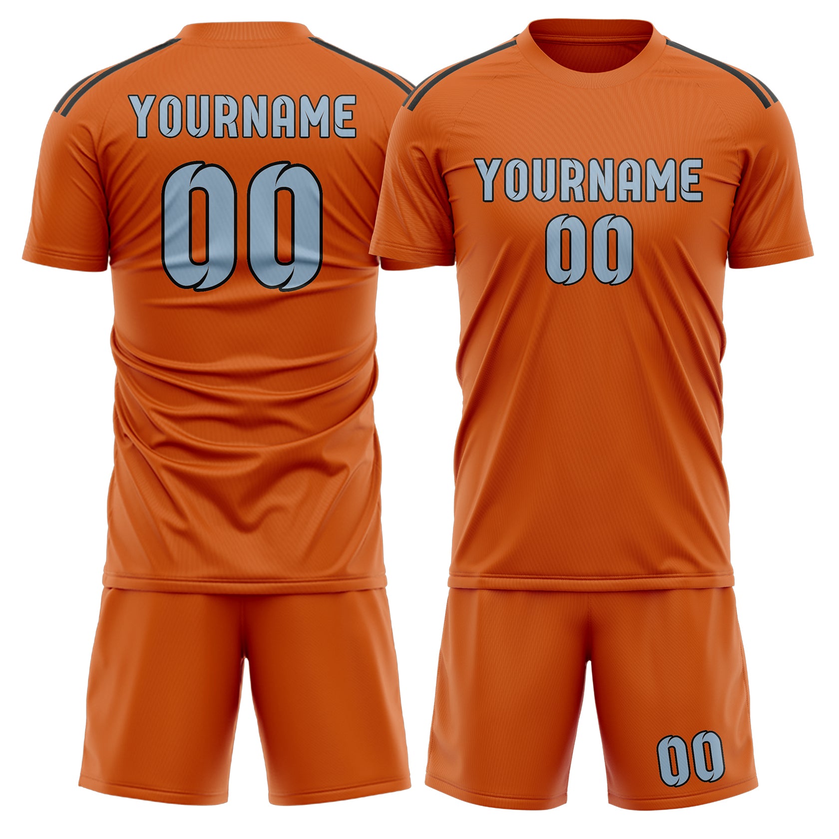 Maßgeschneidertes Professionelles Orange Hellblau Fußballtrikot-Set