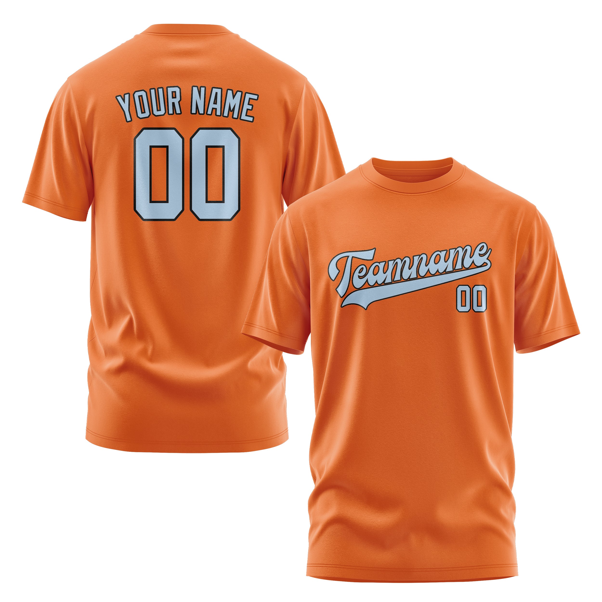 Maßgeschneidertes Orange Hellblau T-Shirt