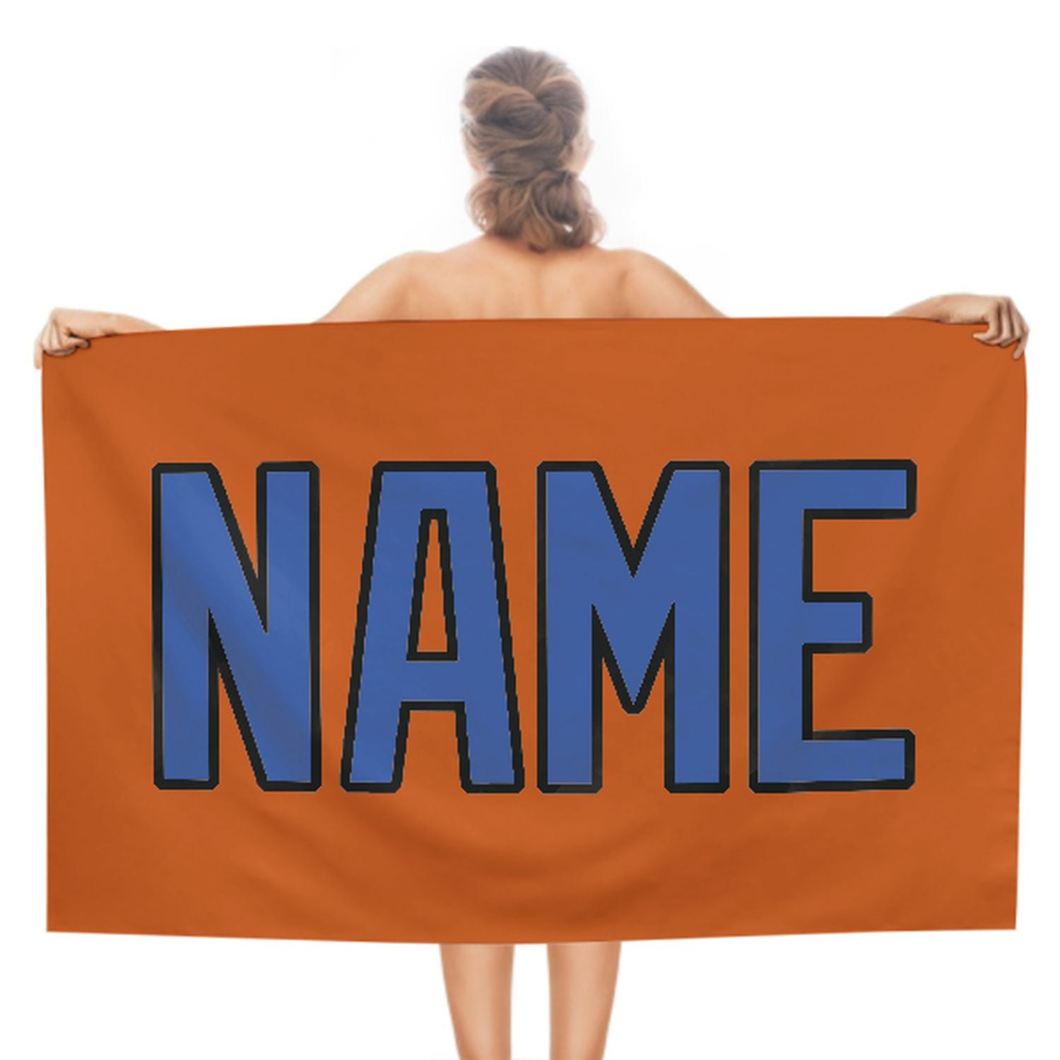 Maßgeschneidertes Orange Himmelblau Strandtuch