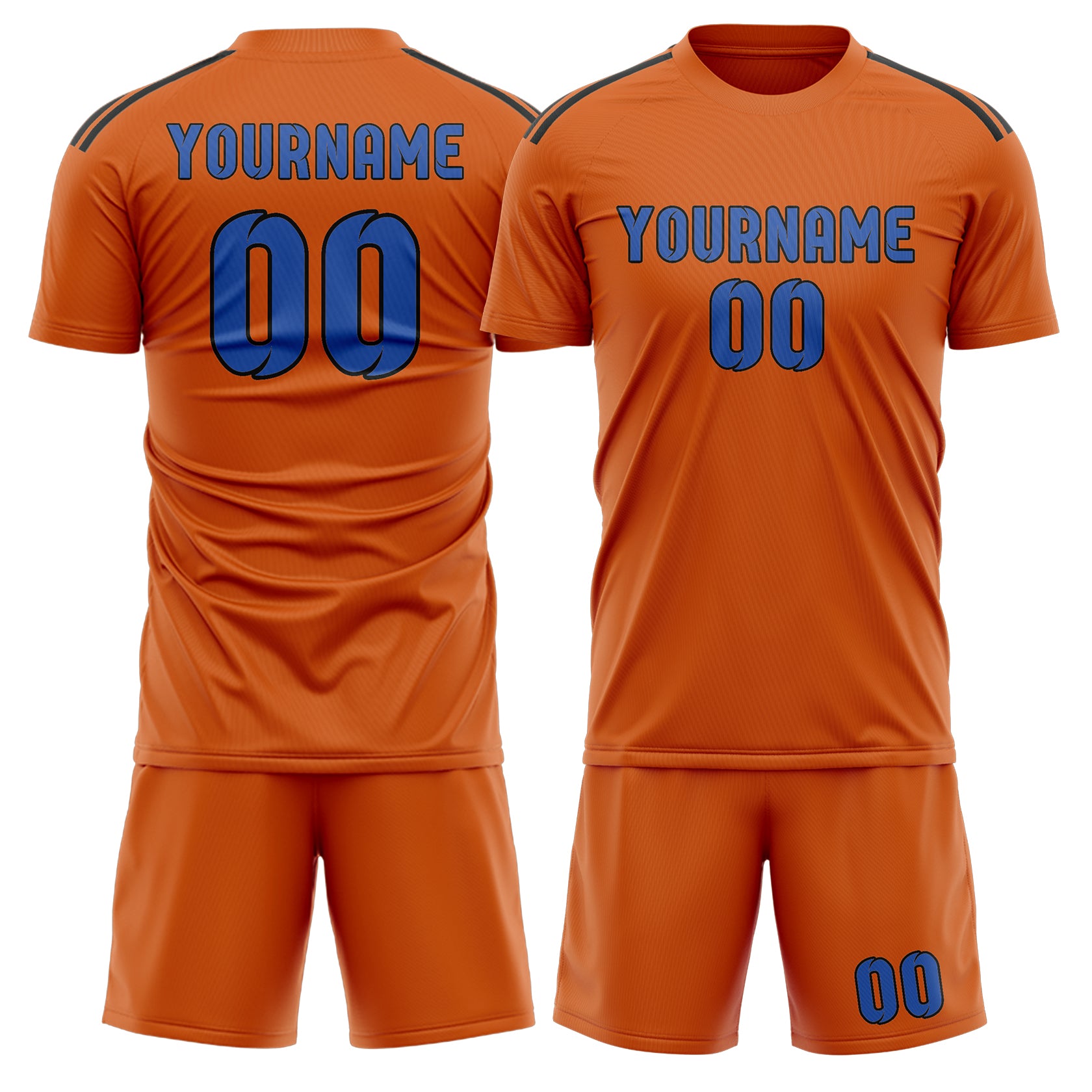 Maßgeschneidertes Professionelles Orange Himmelblau Fußballtrikot-Set