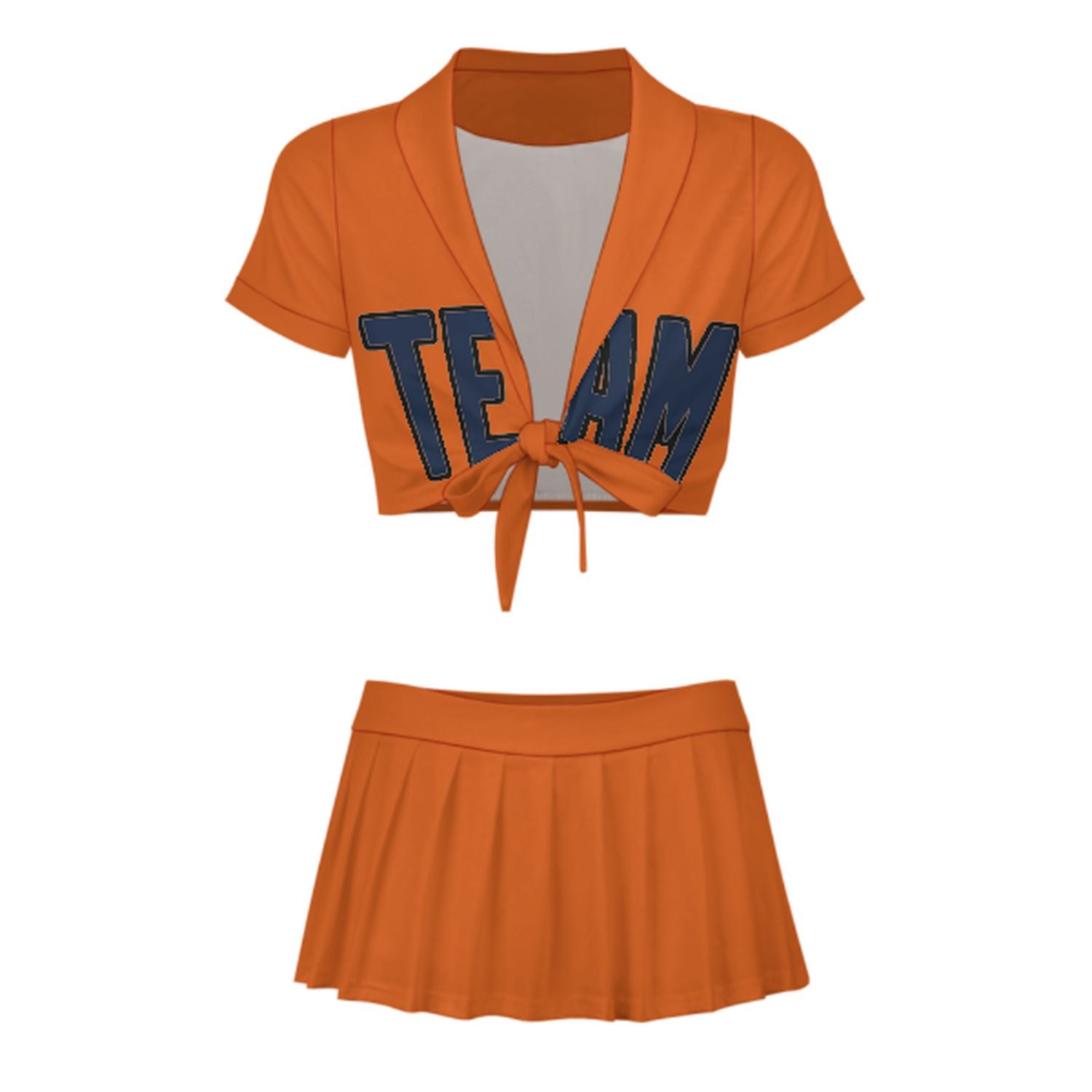 Maßgeschneidertes Orange Marineblau Cheerleader Outfit Set