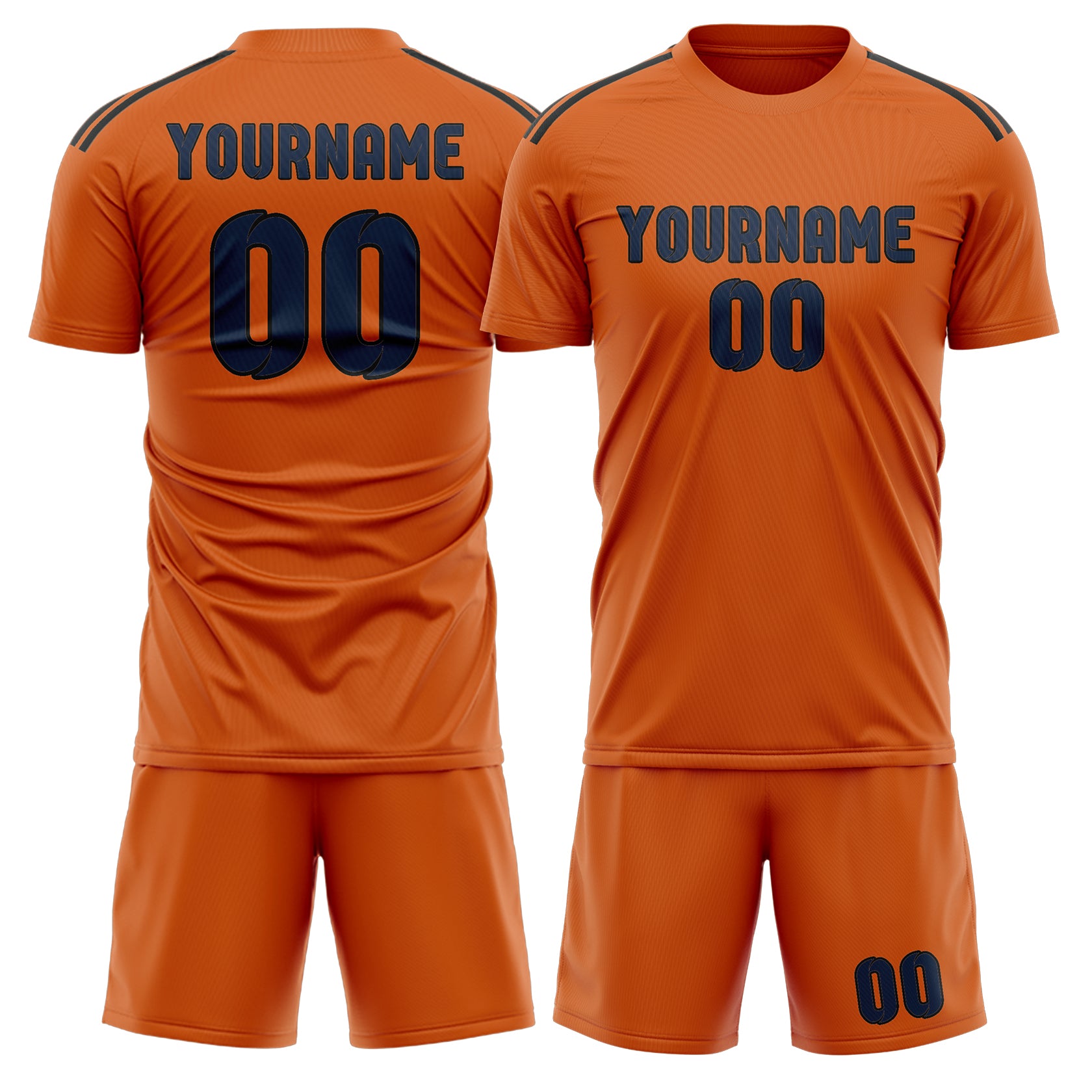 Maßgeschneidertes Professionelles Orange Marineblau Fußballtrikot-Set
