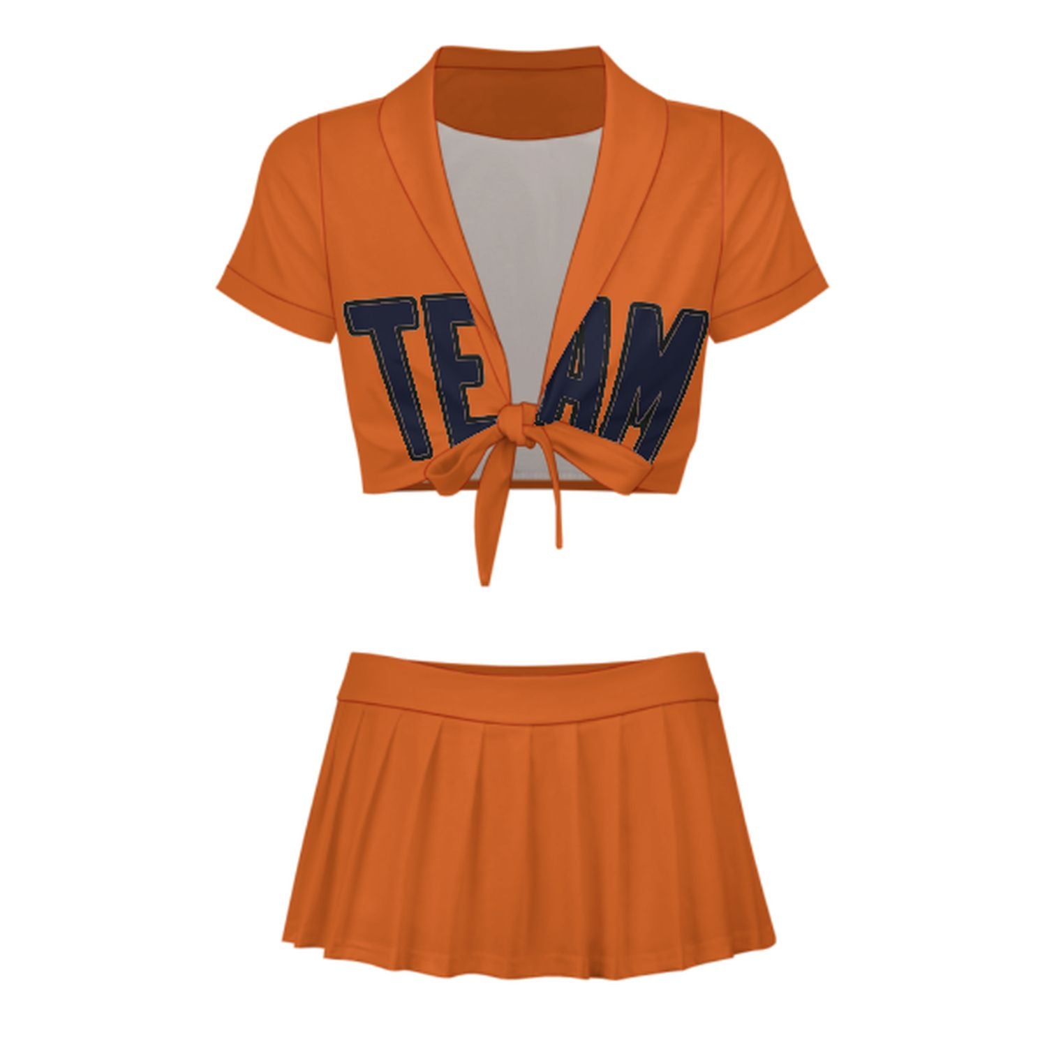 Maßgeschneidertes Orange Stahlblau Cheerleader Outfit Set