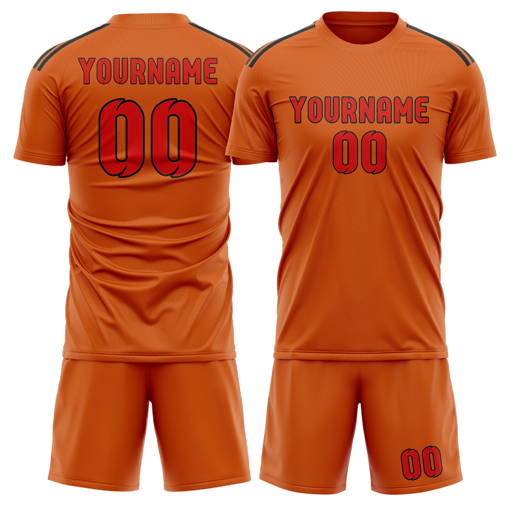 Maßgeschneidertes Professionelles Orange Orangerot Fußballtrikot-Set