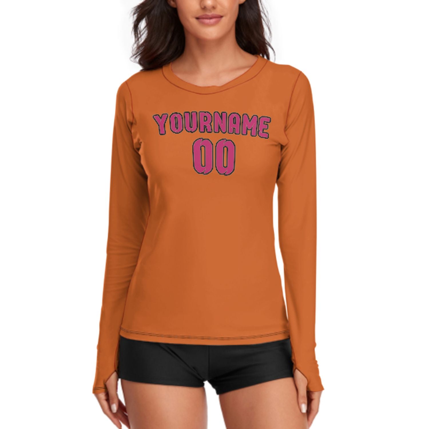 Maßgeschneidertes Orange Rosarot Damen Langarmshirt