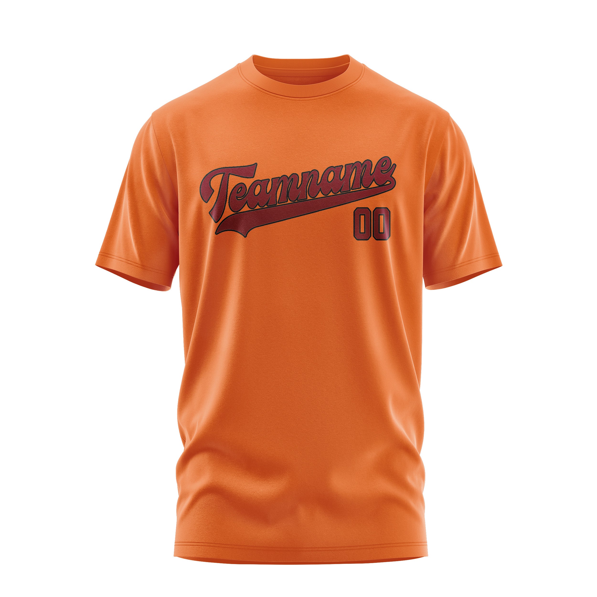 Maßgeschneidertes Orange Karmesinrot T-Shirt