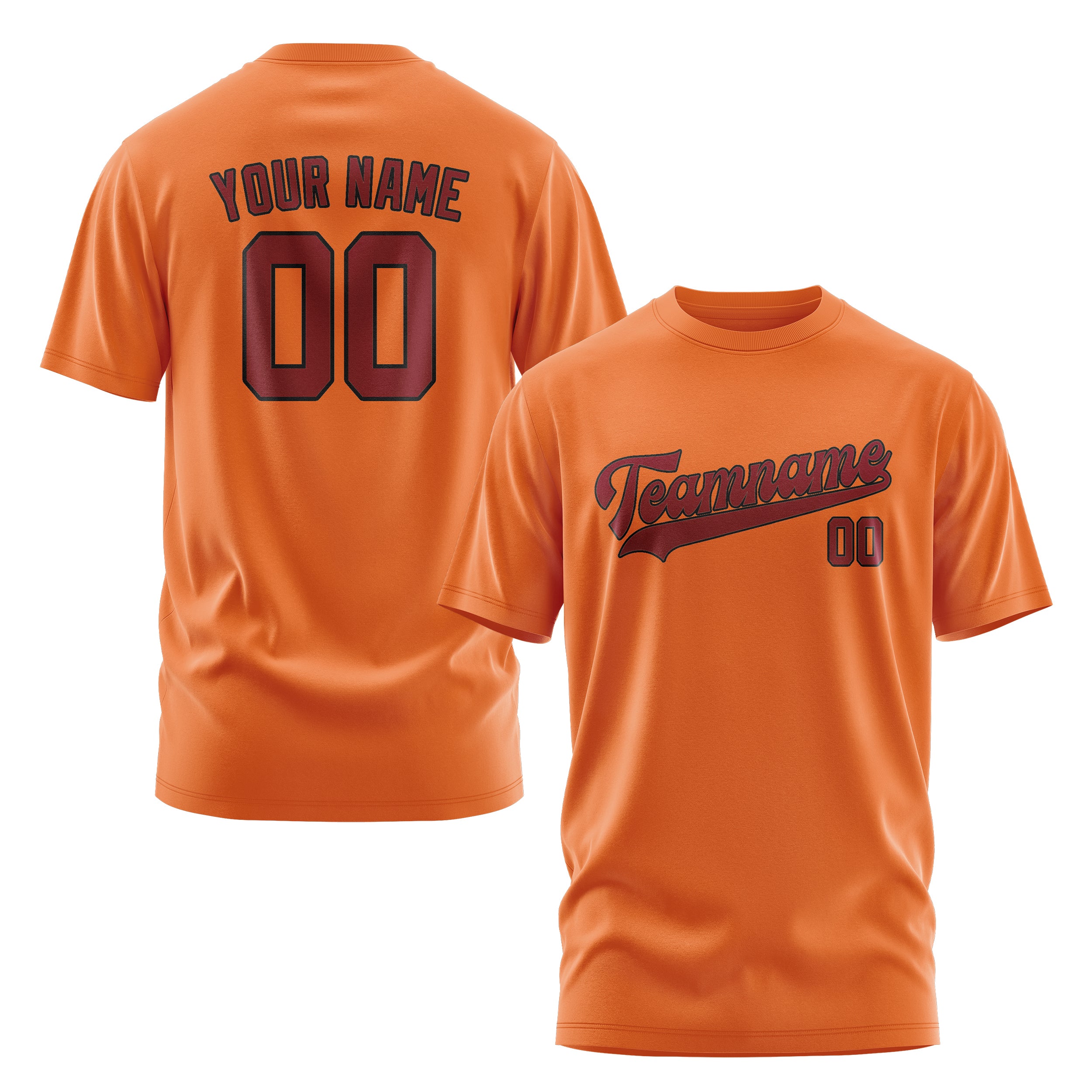 Maßgeschneidertes Orange Karmesinrot T-Shirt