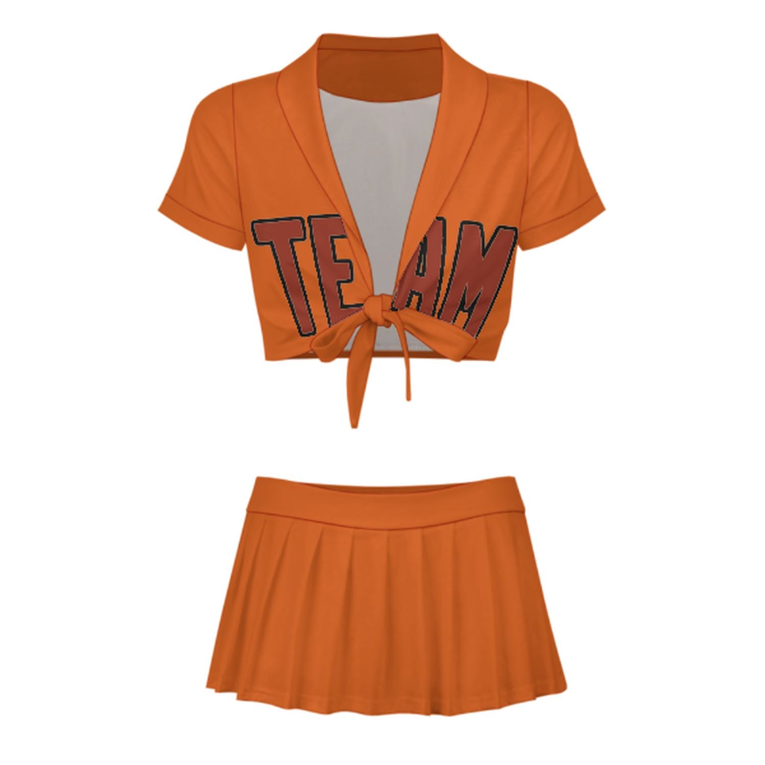 Maßgeschneidertes Orange Korallenrot Cheerleader Outfit Set