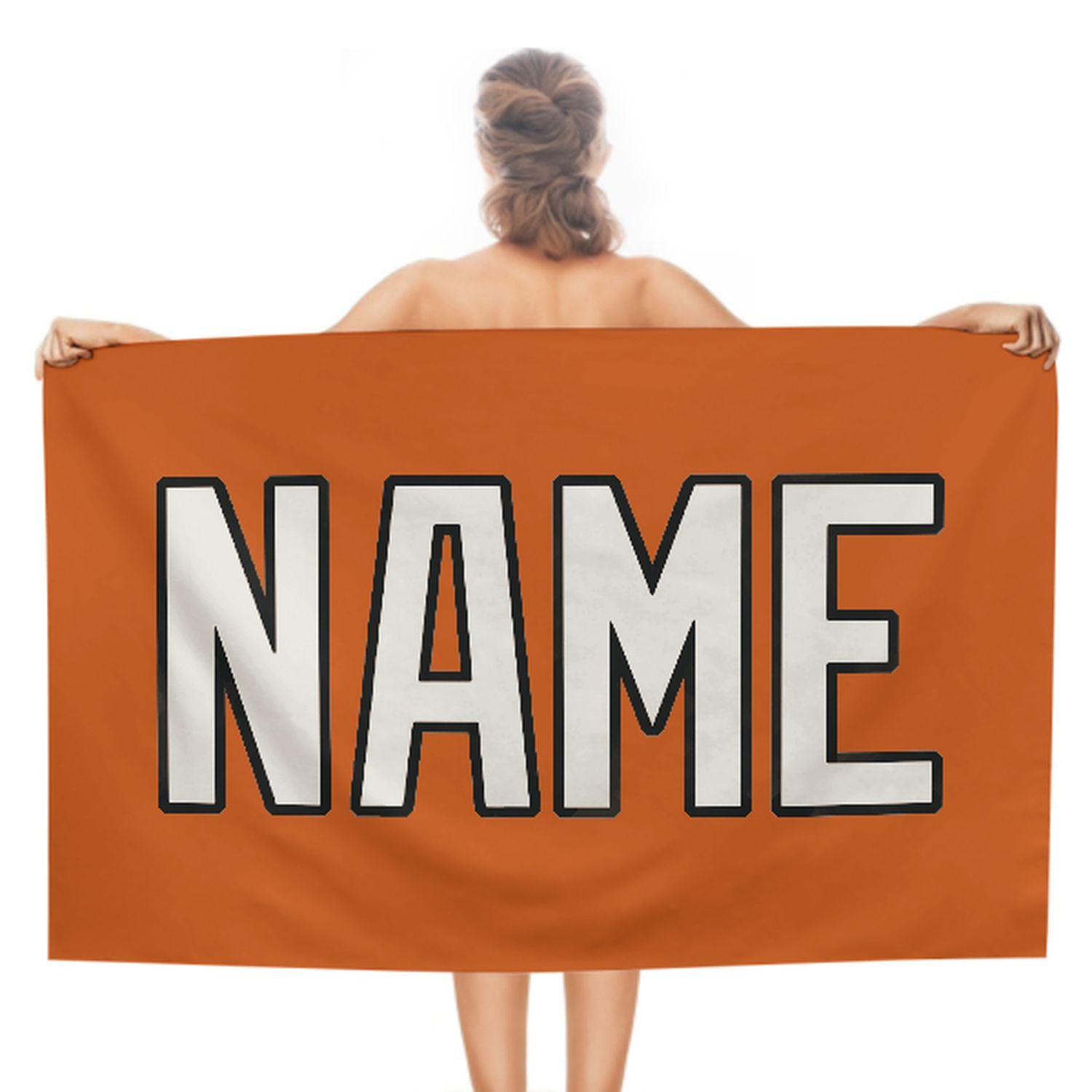 Maßgeschneidertes Orange Weiß Strandtuch