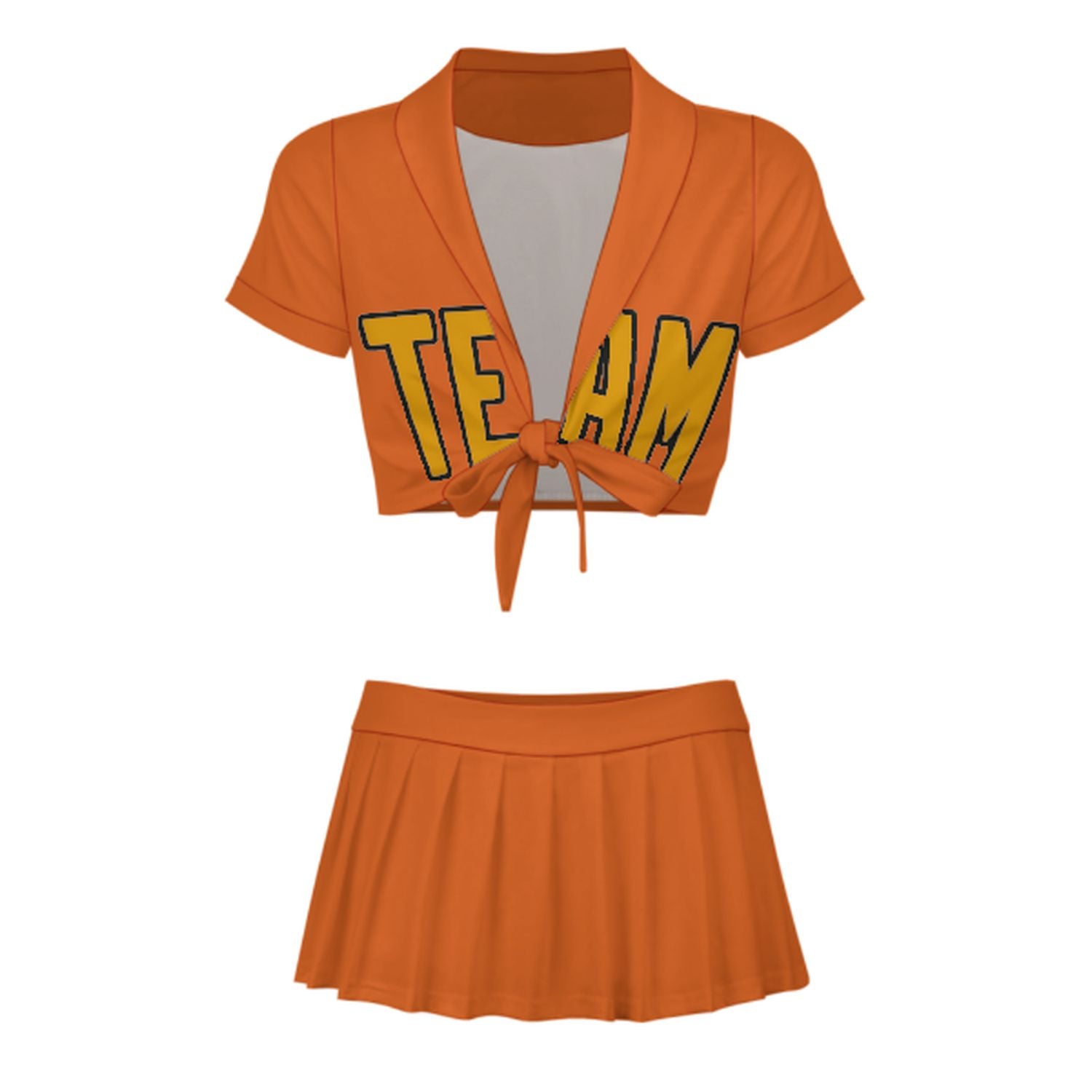 Maßgeschneidertes Orange Gelb Cheerleader Outfit Set
