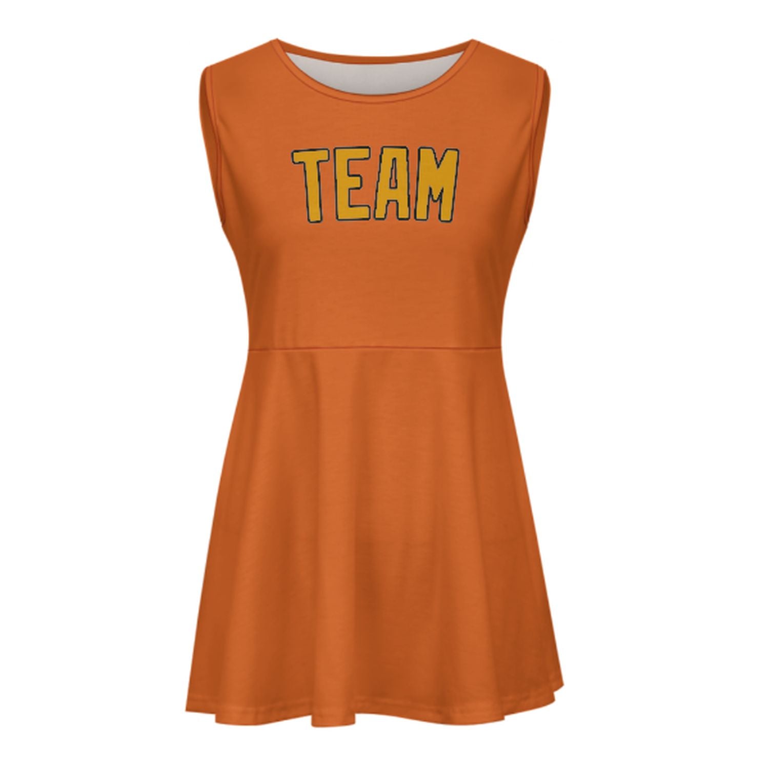 Abito da cheerleader arancione e giallo personalizzato
