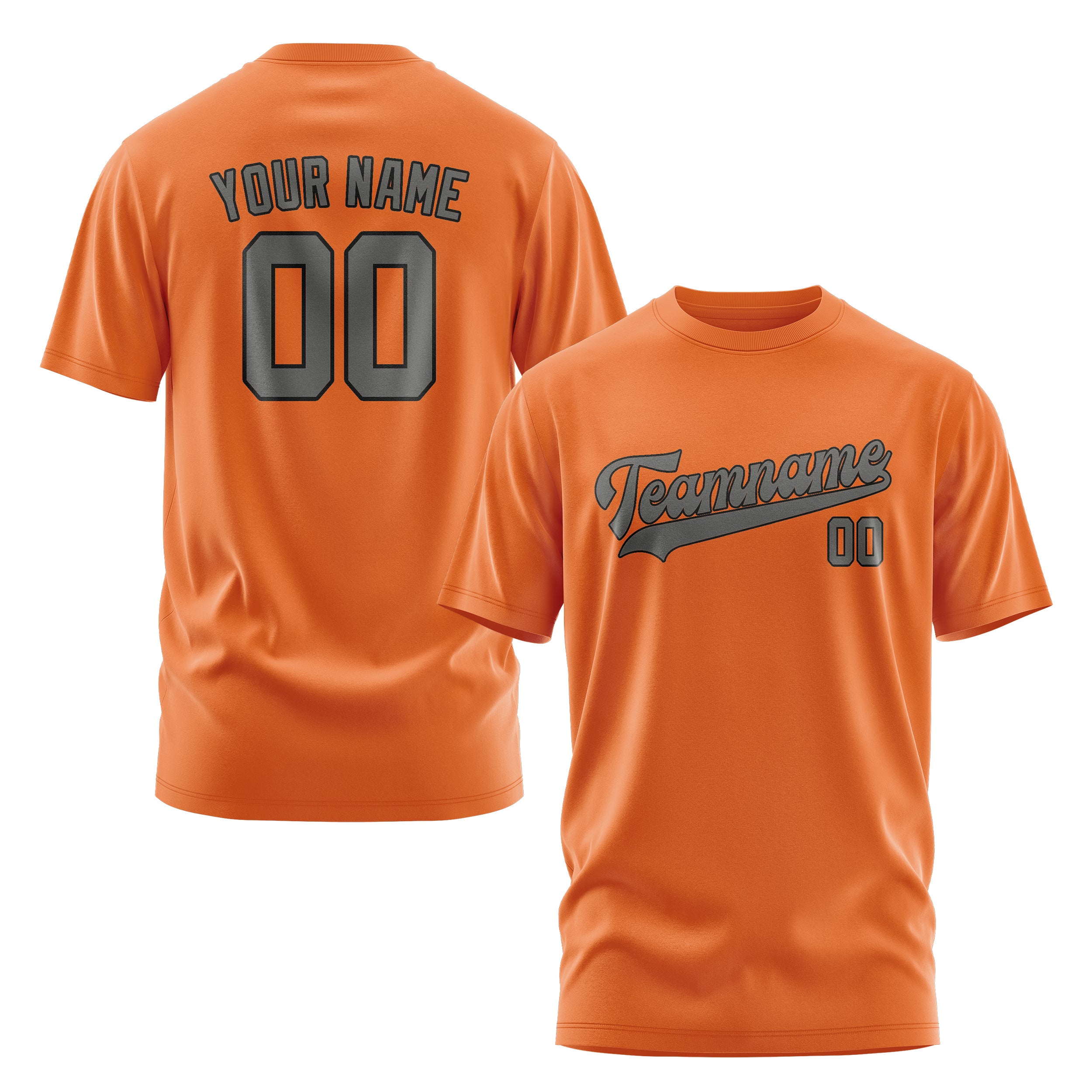 Maßgeschneidertes Orange Dunkelgrau T-Shirt