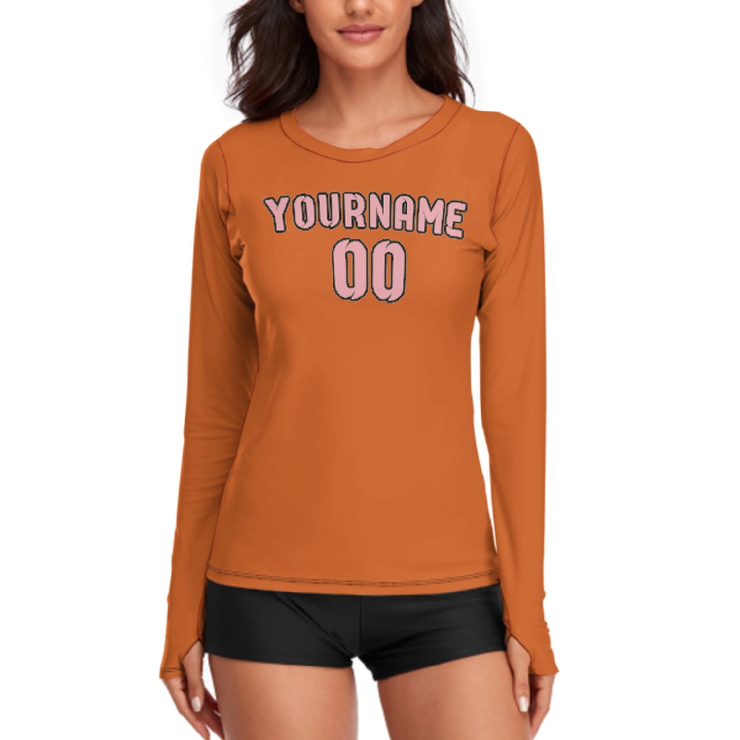 Maßgeschneidertes Orange Rosa Damen Langarmshirt
