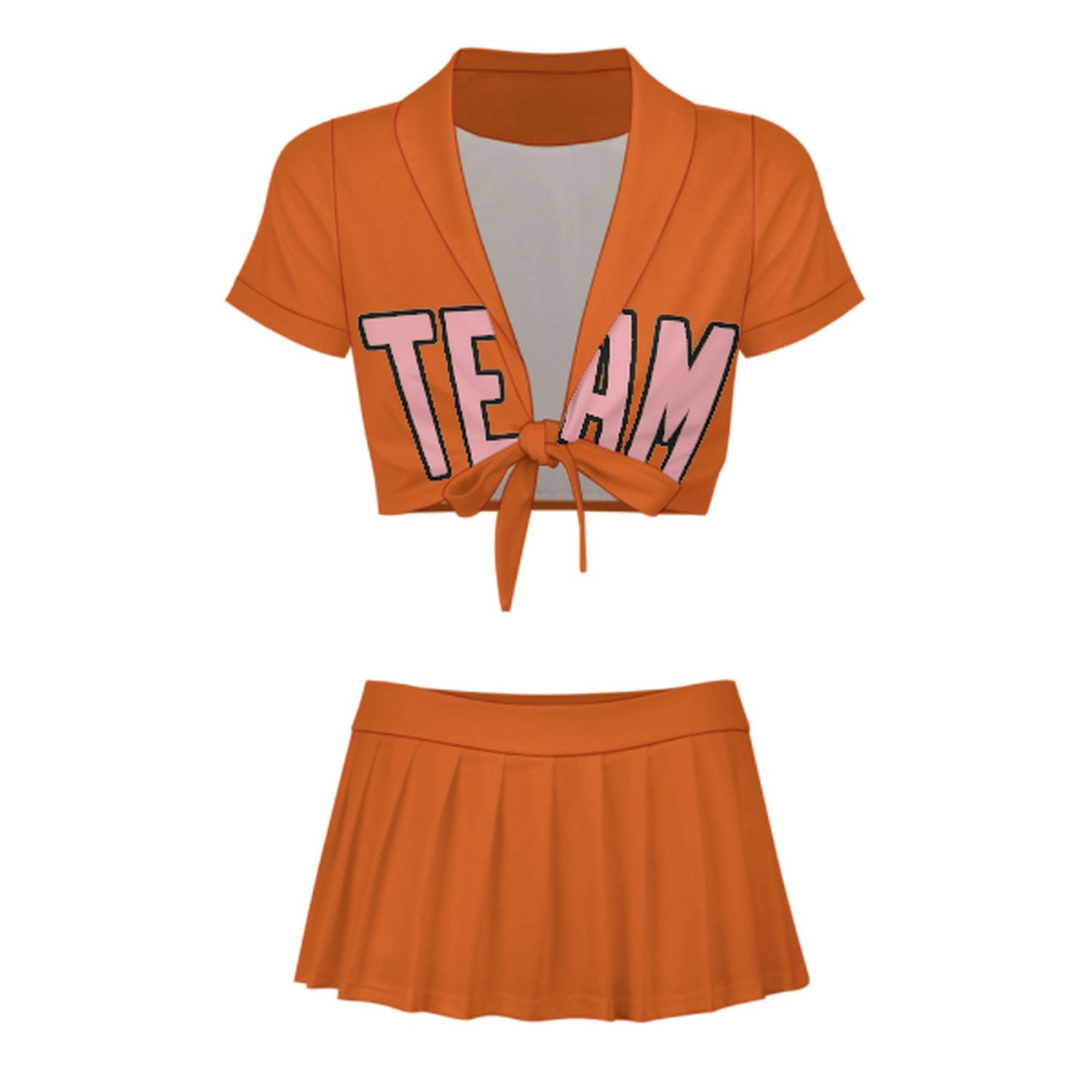 Maßgeschneidertes Orange Rosa Cheerleader Outfit Set