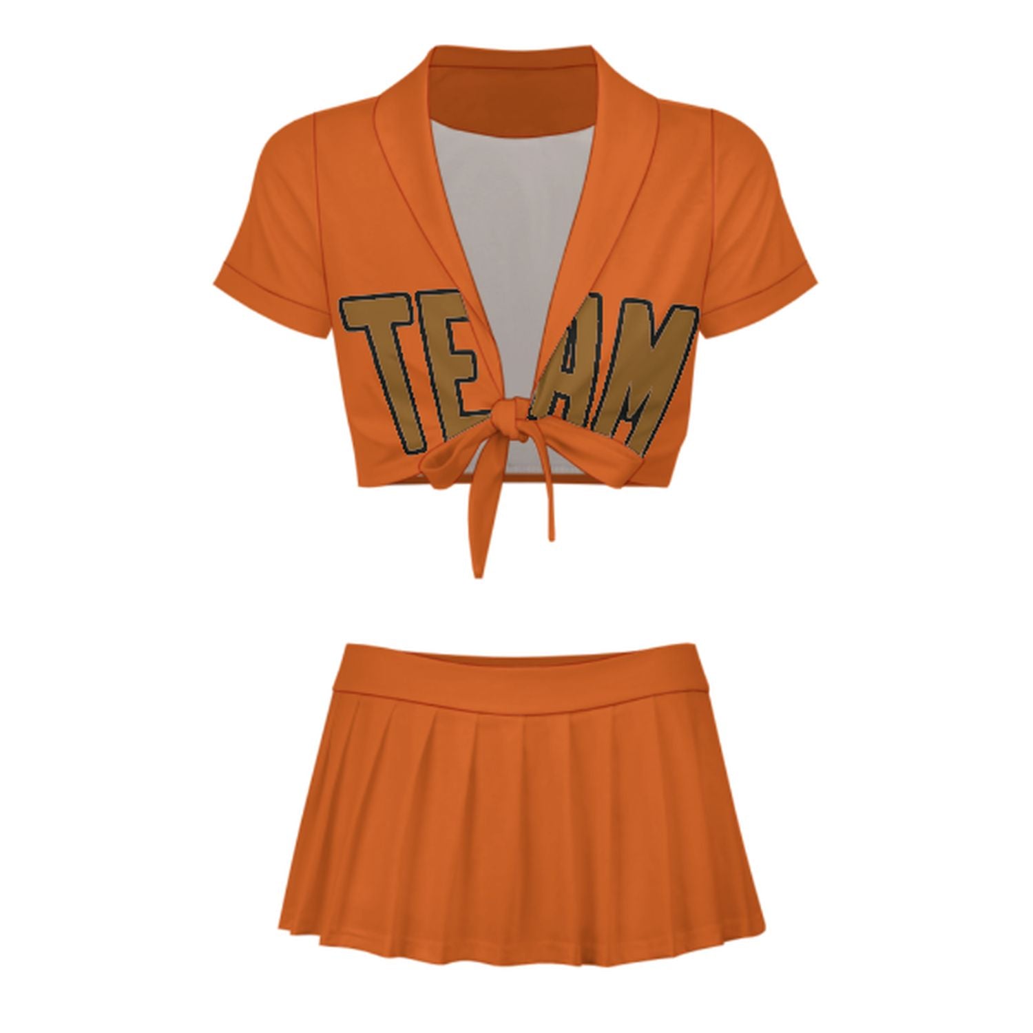 Maßgeschneidertes Orange Khaki Cheerleader Outfit Set