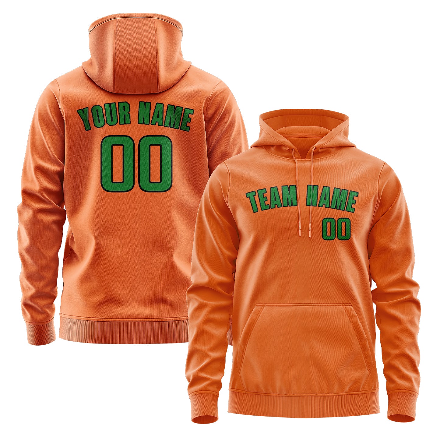 Maßgeschneidertes Orange Smaragdgrün Hoodie
