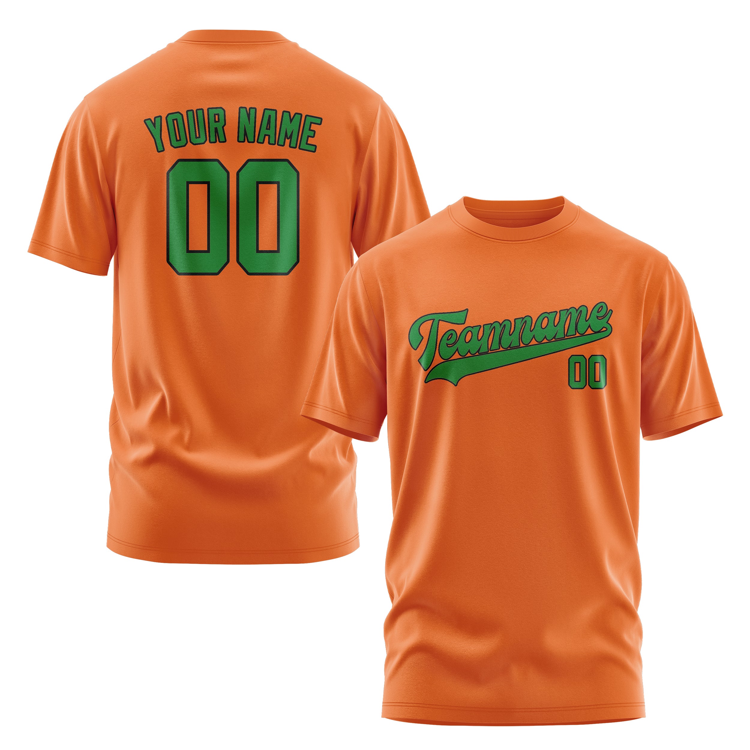 Maßgeschneidertes Orange Smaragdgrün T-Shirt