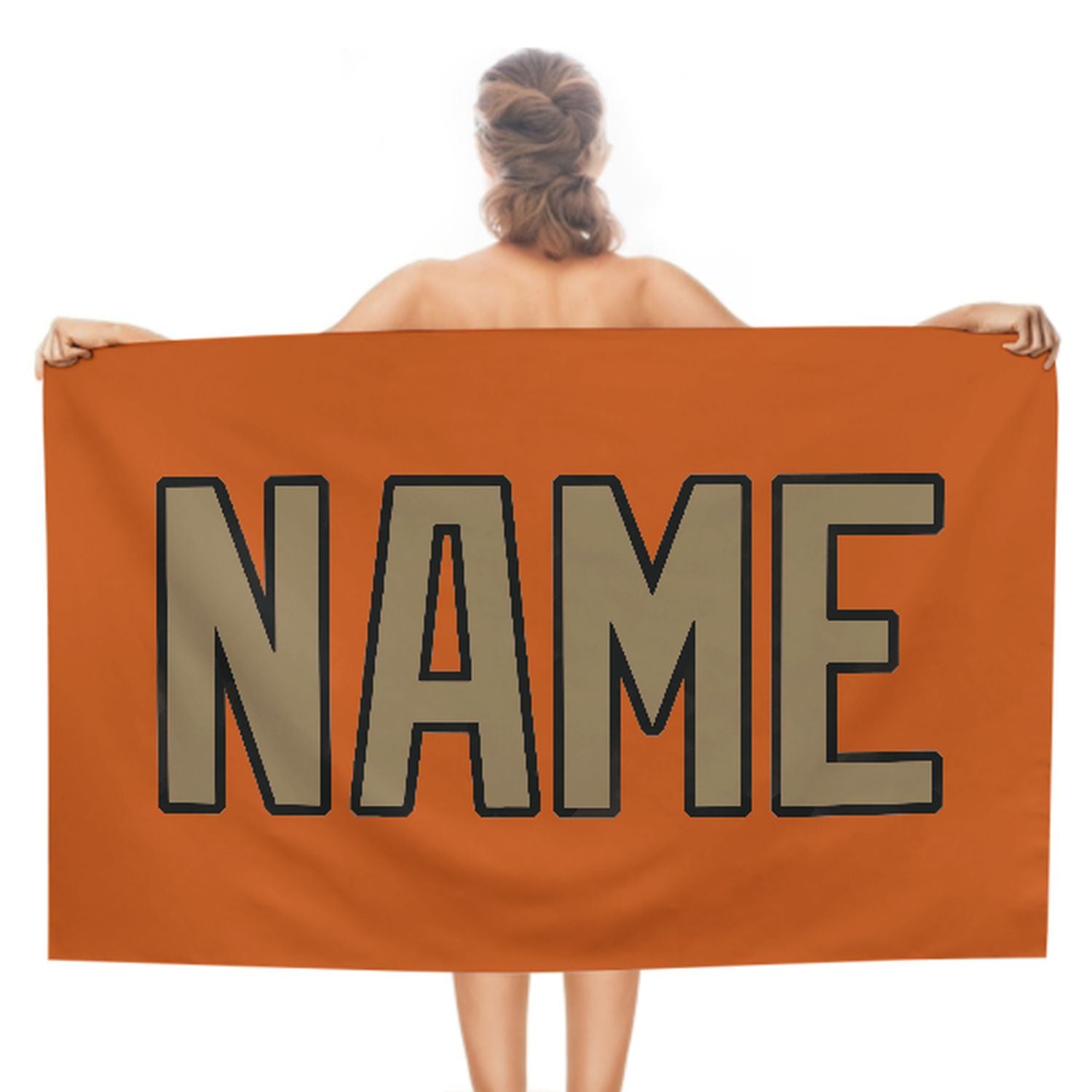 Maßgeschneidertes Orange Hellkhaki Strandtuch
