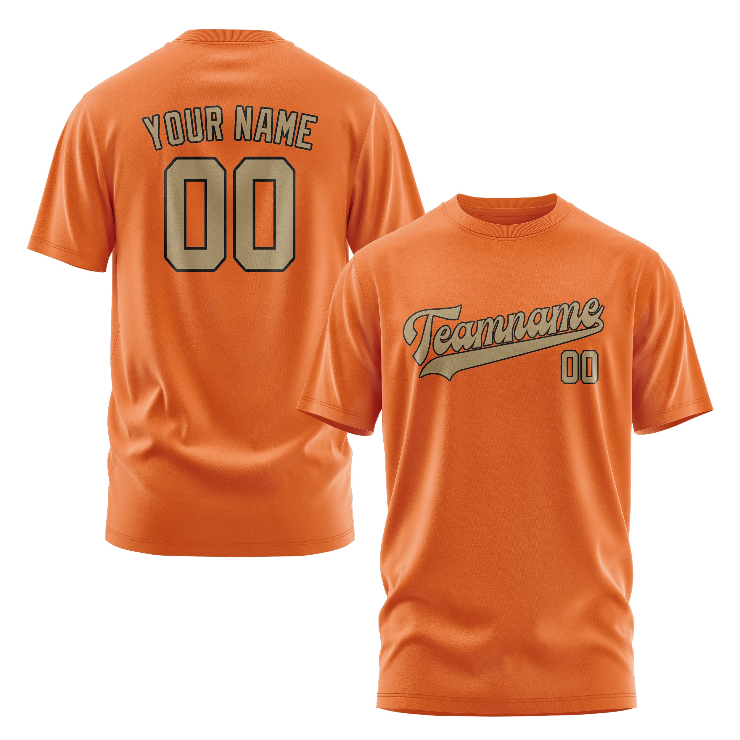 Maßgeschneidertes Orange Hellkhaki T-Shirt