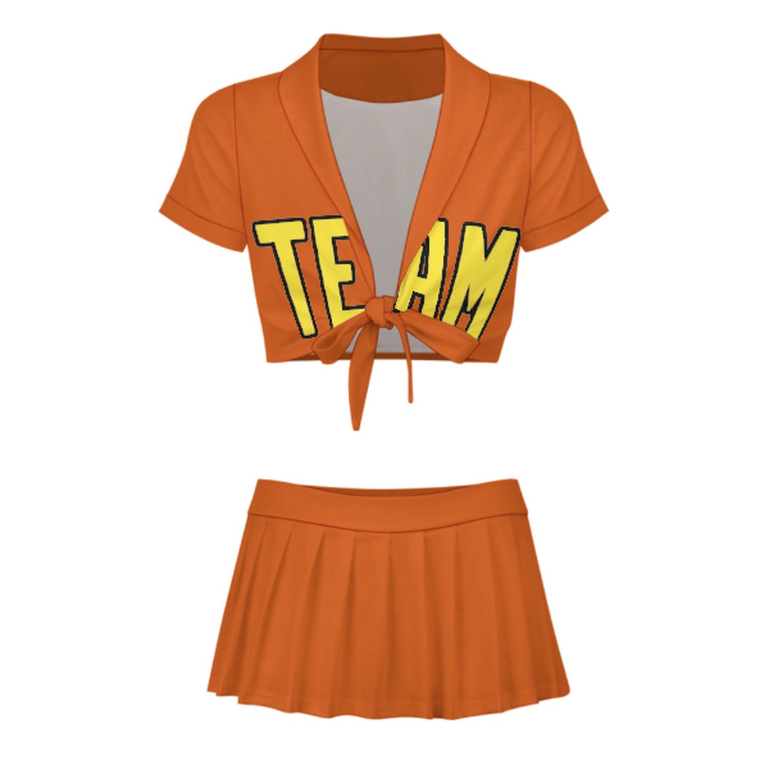 Maßgeschneidertes Orange Blassgelb Cheerleader Outfit Set