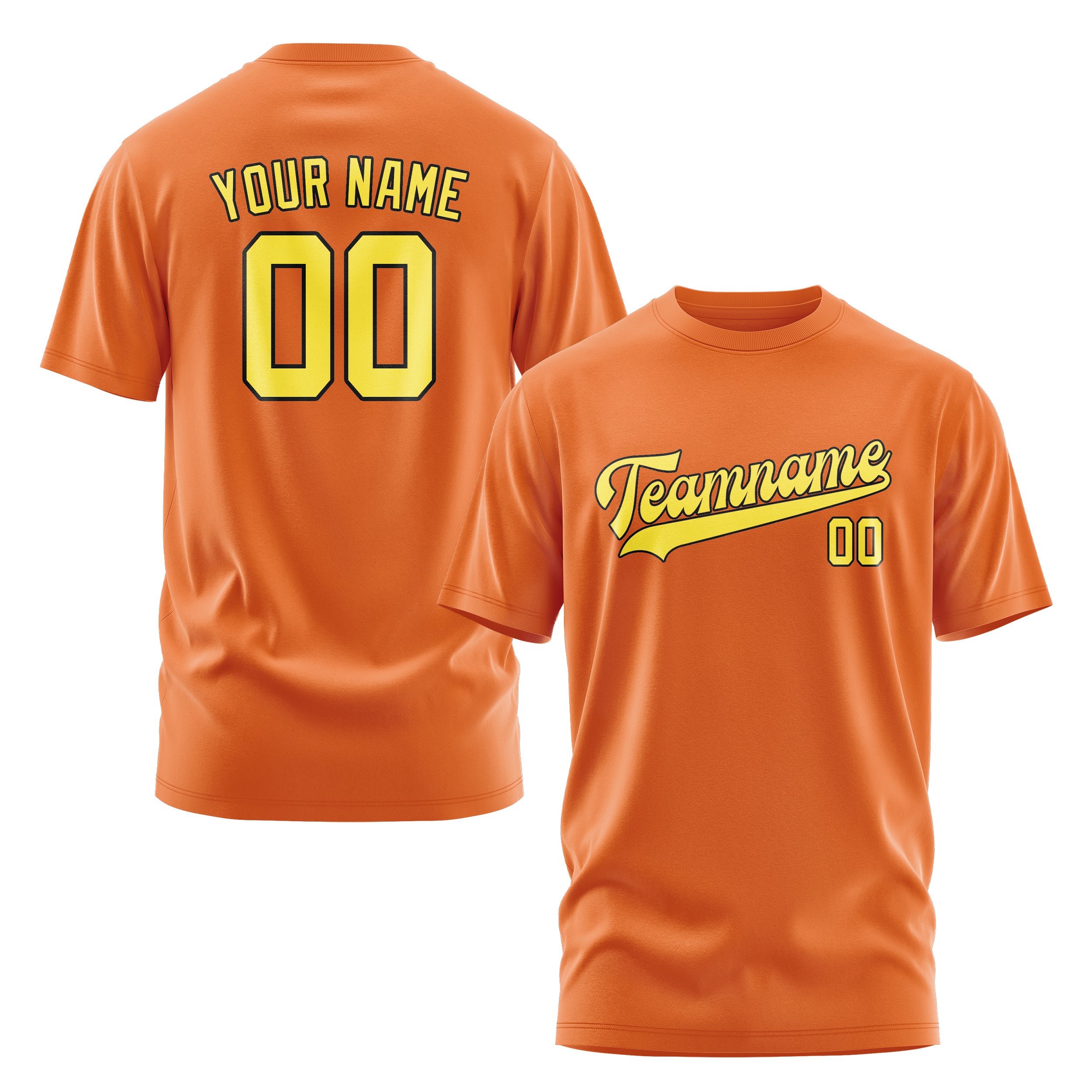 Maßgeschneidertes Orange Blassgelb T-Shirt