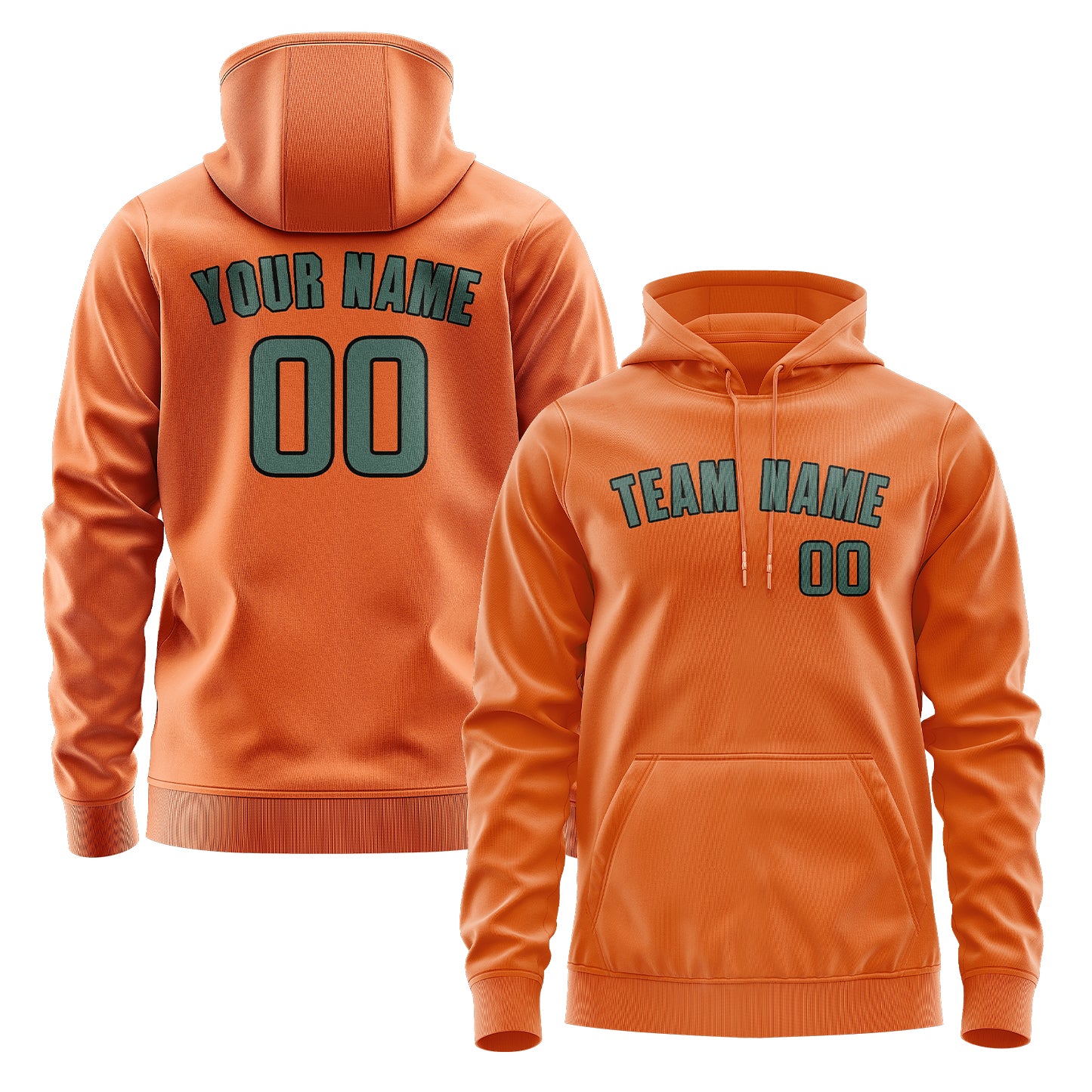 Maßgeschneidertes Orange Blaugrün Hoodie