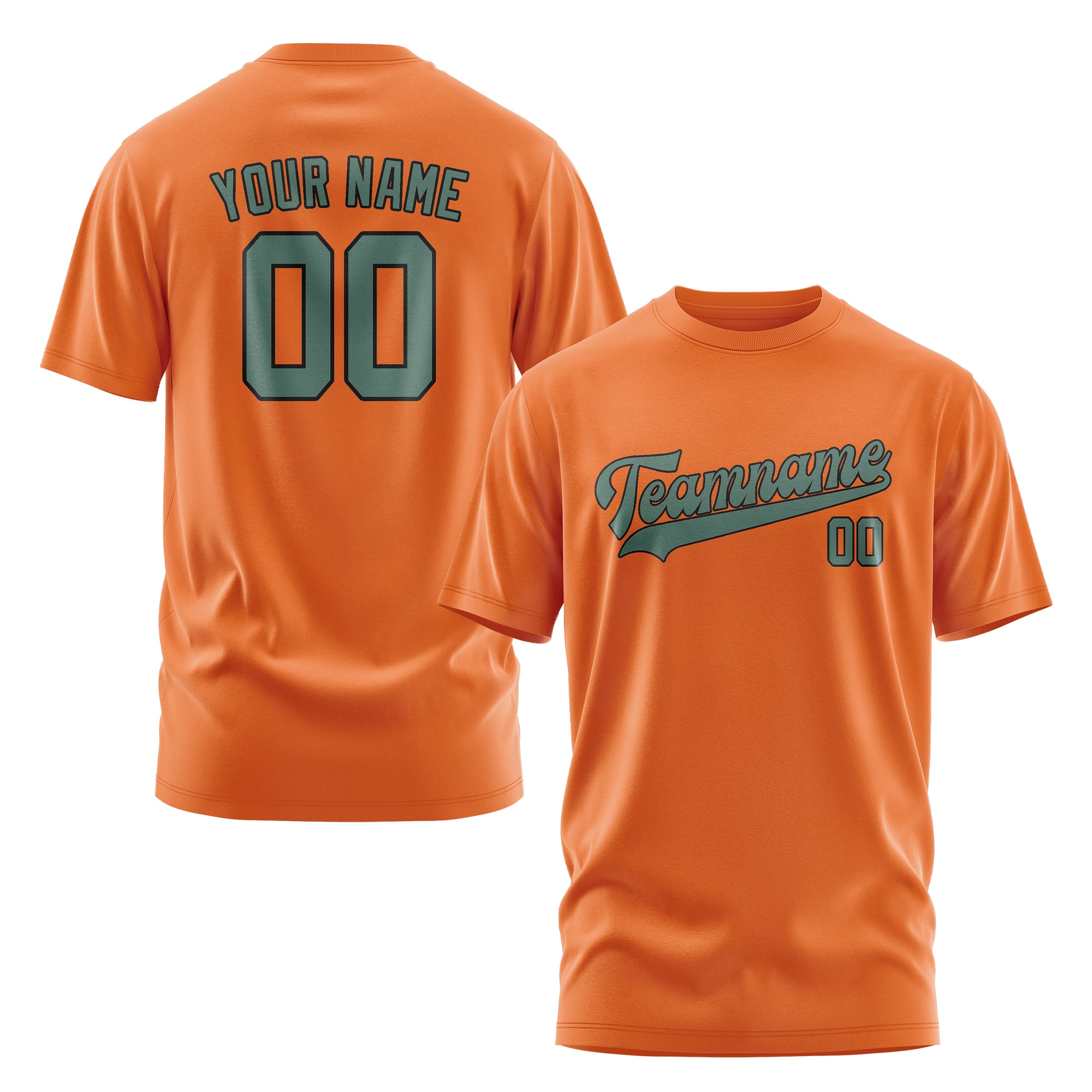 Maßgeschneidertes Orange Blaugrün T-Shirt