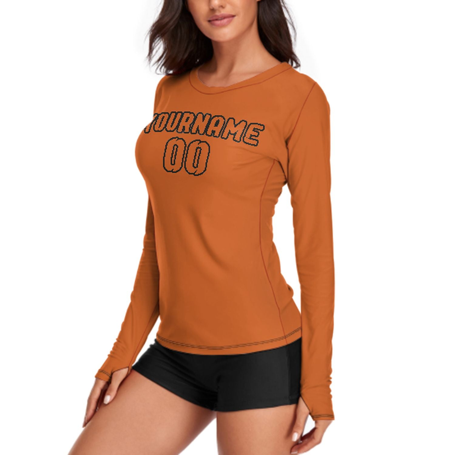 Maßgeschneidertes Orange Orange Damen Langarmshirt
