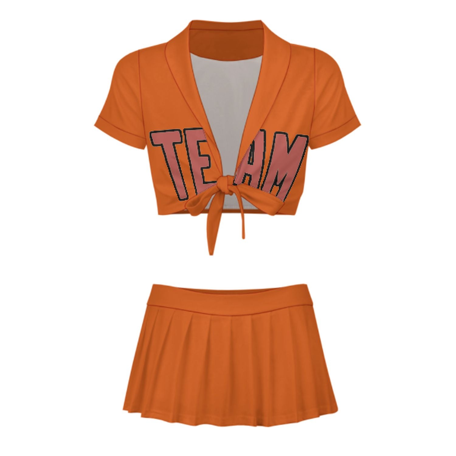 Maßgeschneidertes Orange Kupferrose Cheerleader Outfit Set