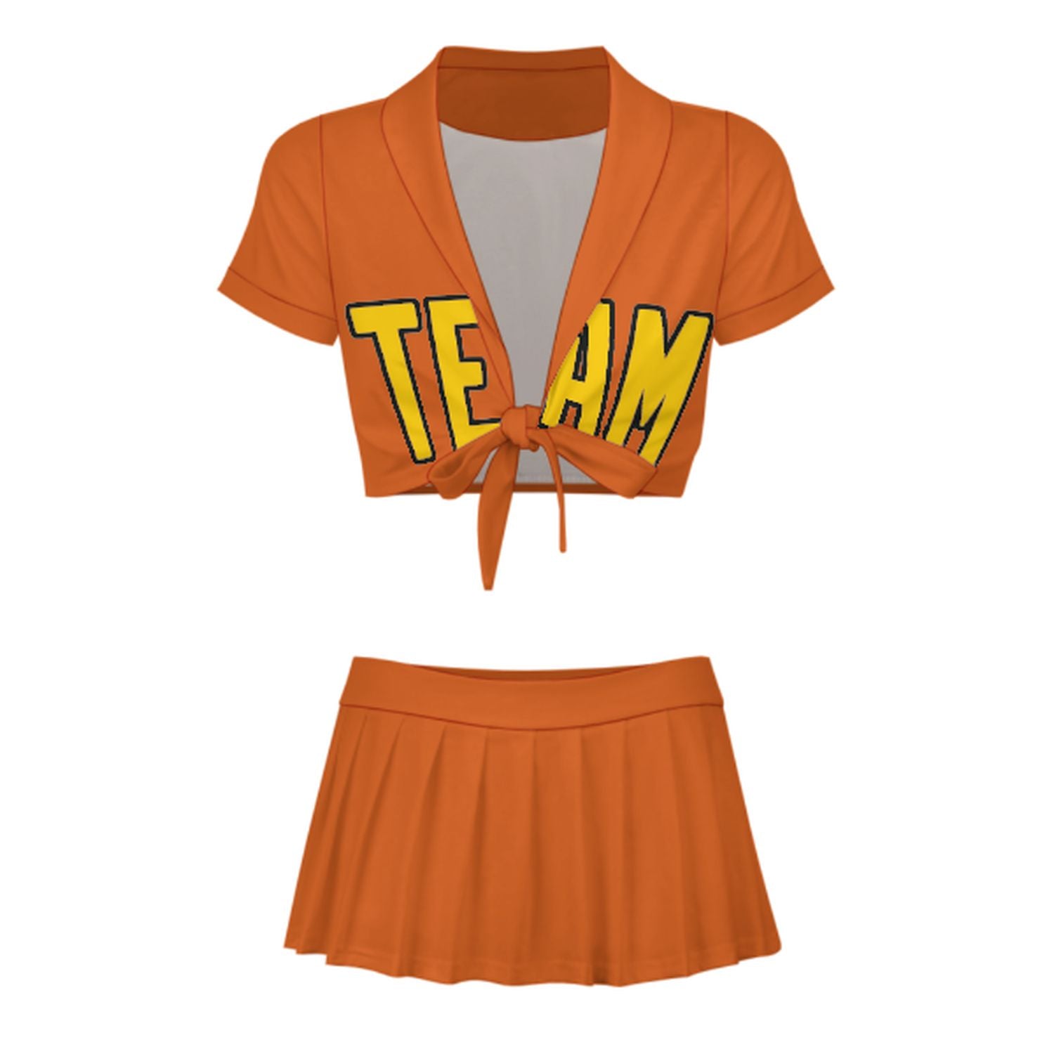 Maßgeschneidertes Orange Gold Cheerleader Outfit Set