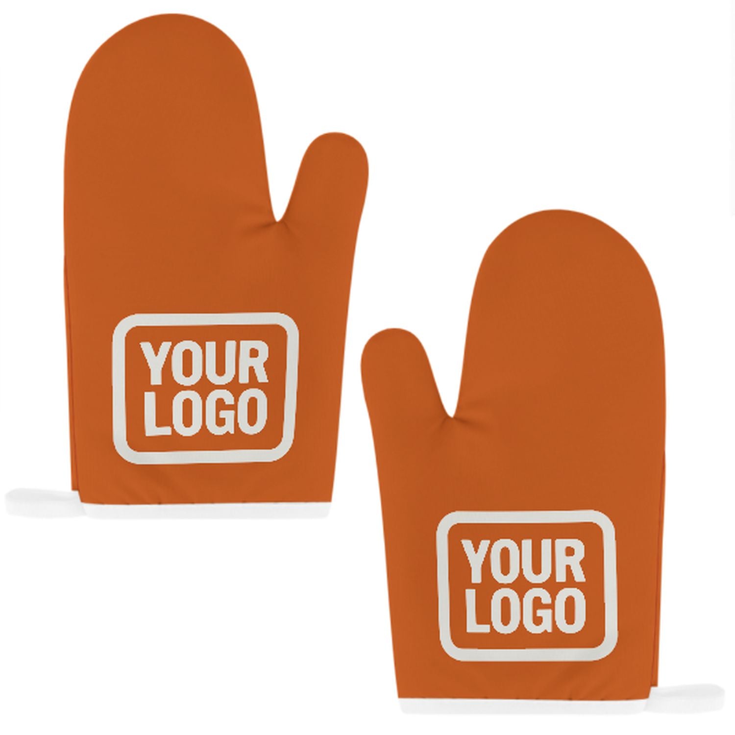Maßgeschneidertes Orange  Weiß Topfhandschuh Set – 2-teilig