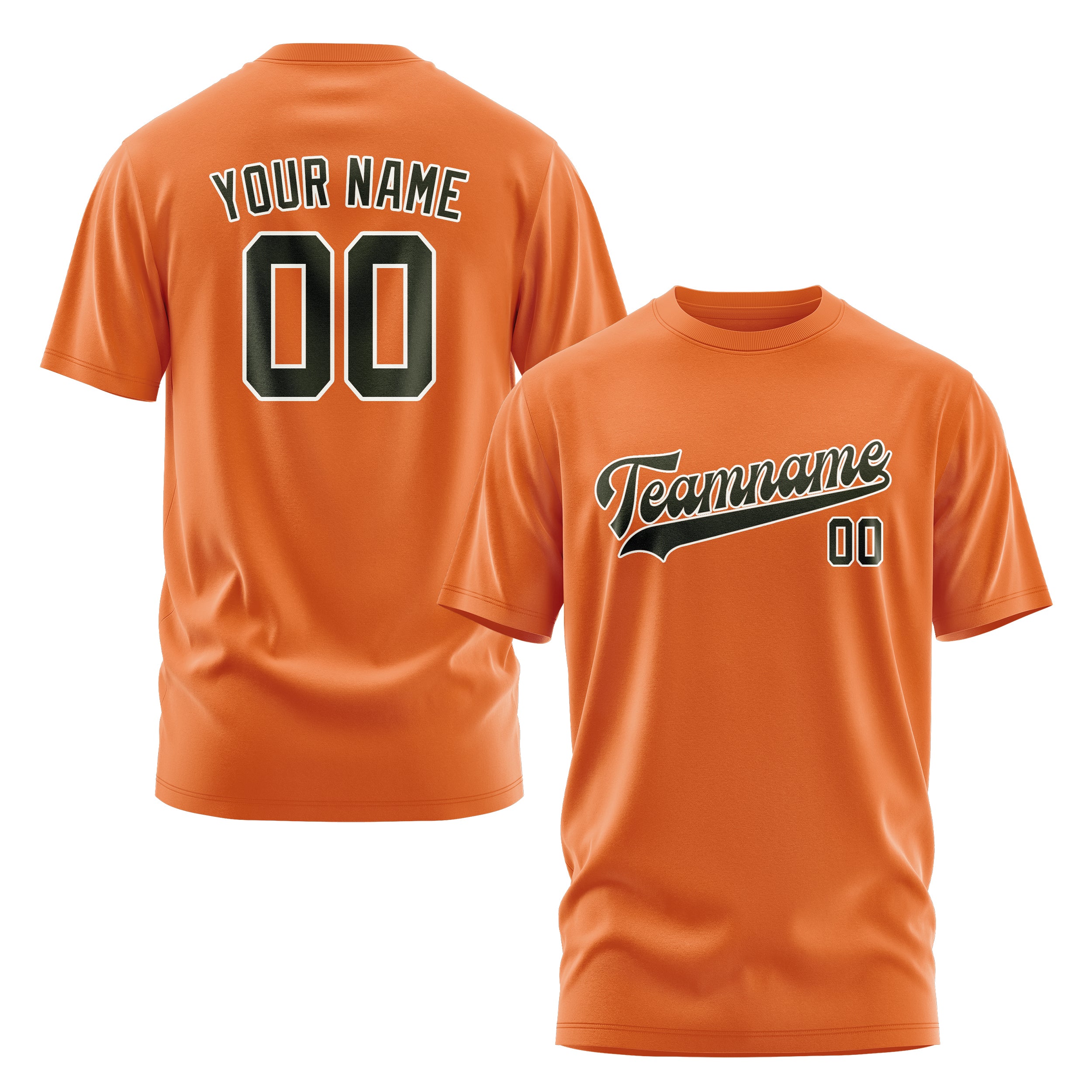 Maßgeschneidertes Orange Dunkles Oliv T-Shirt
